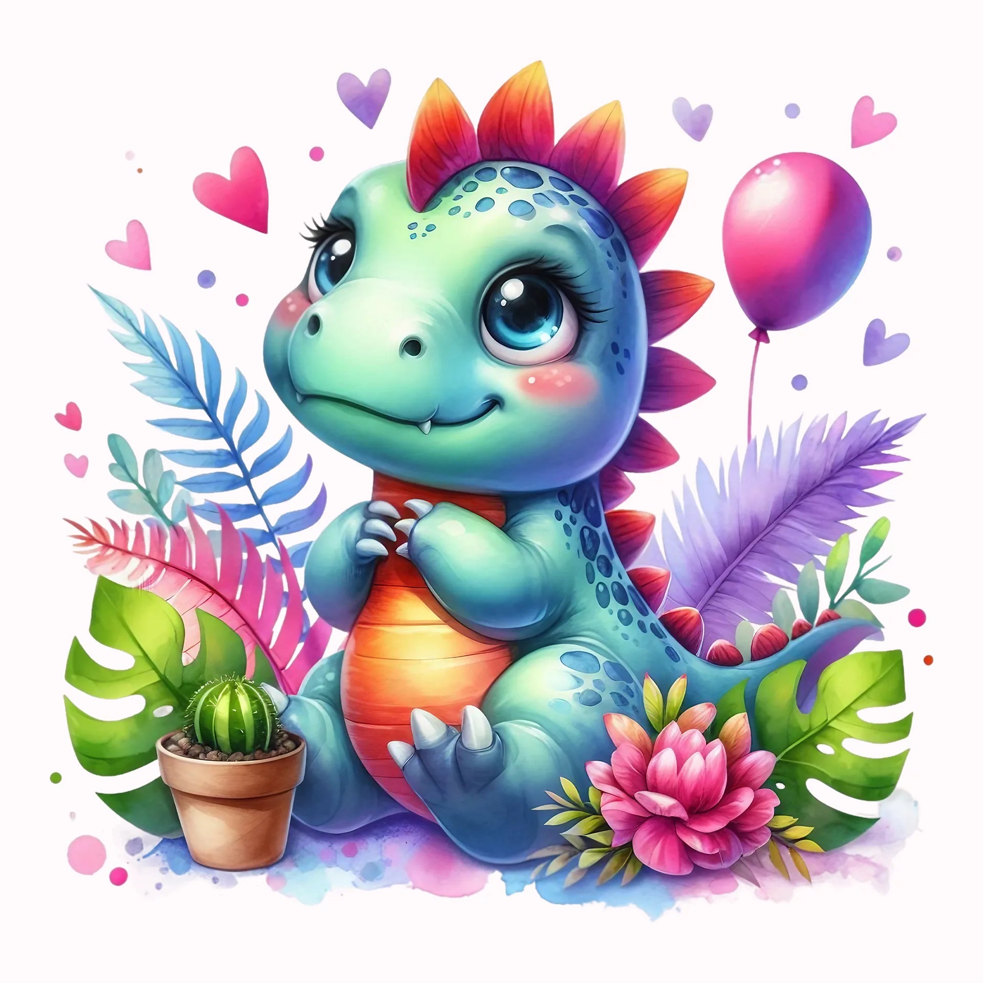 Permanent Sticker Dino Blumenglück