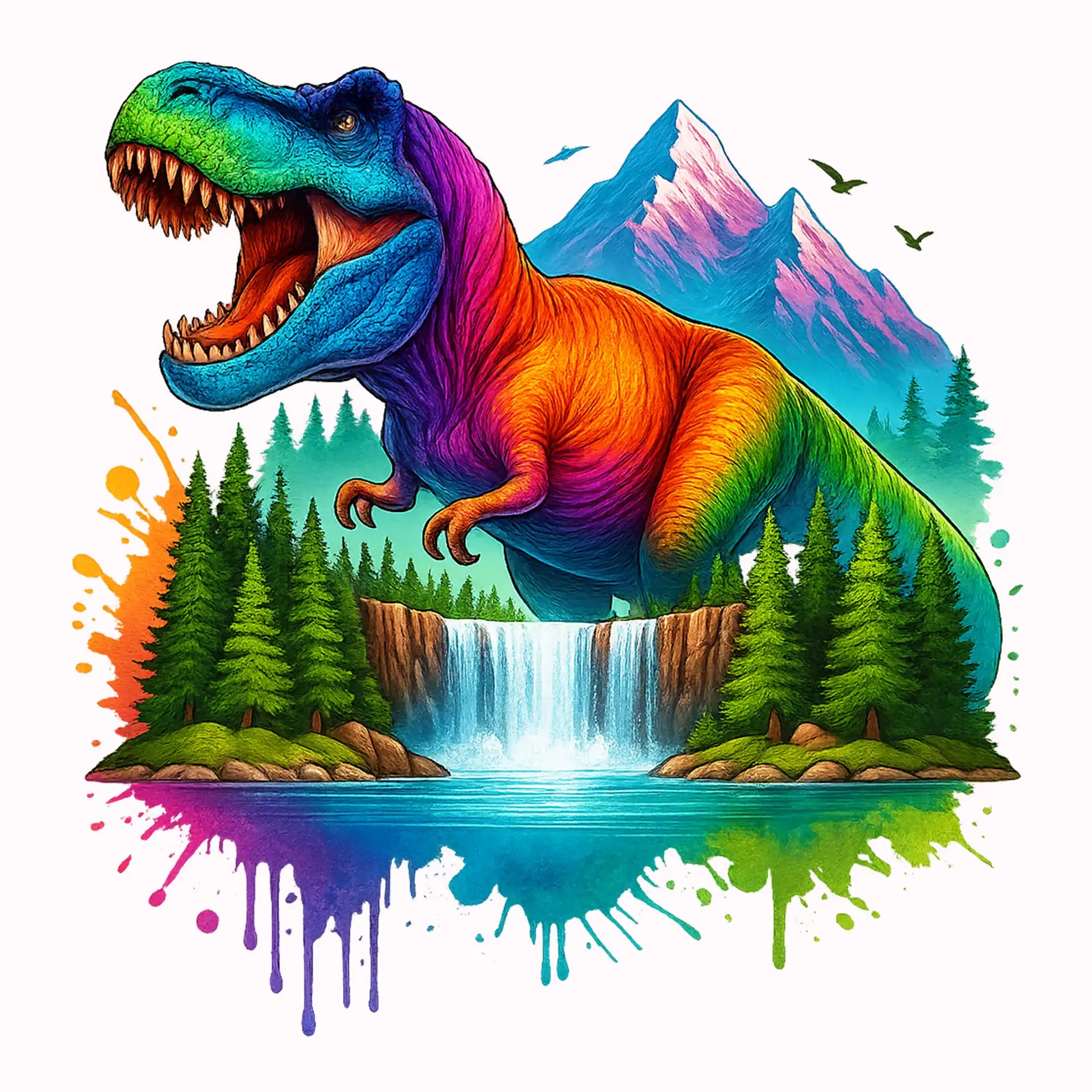 Permanent Sticker Dino im Paradies