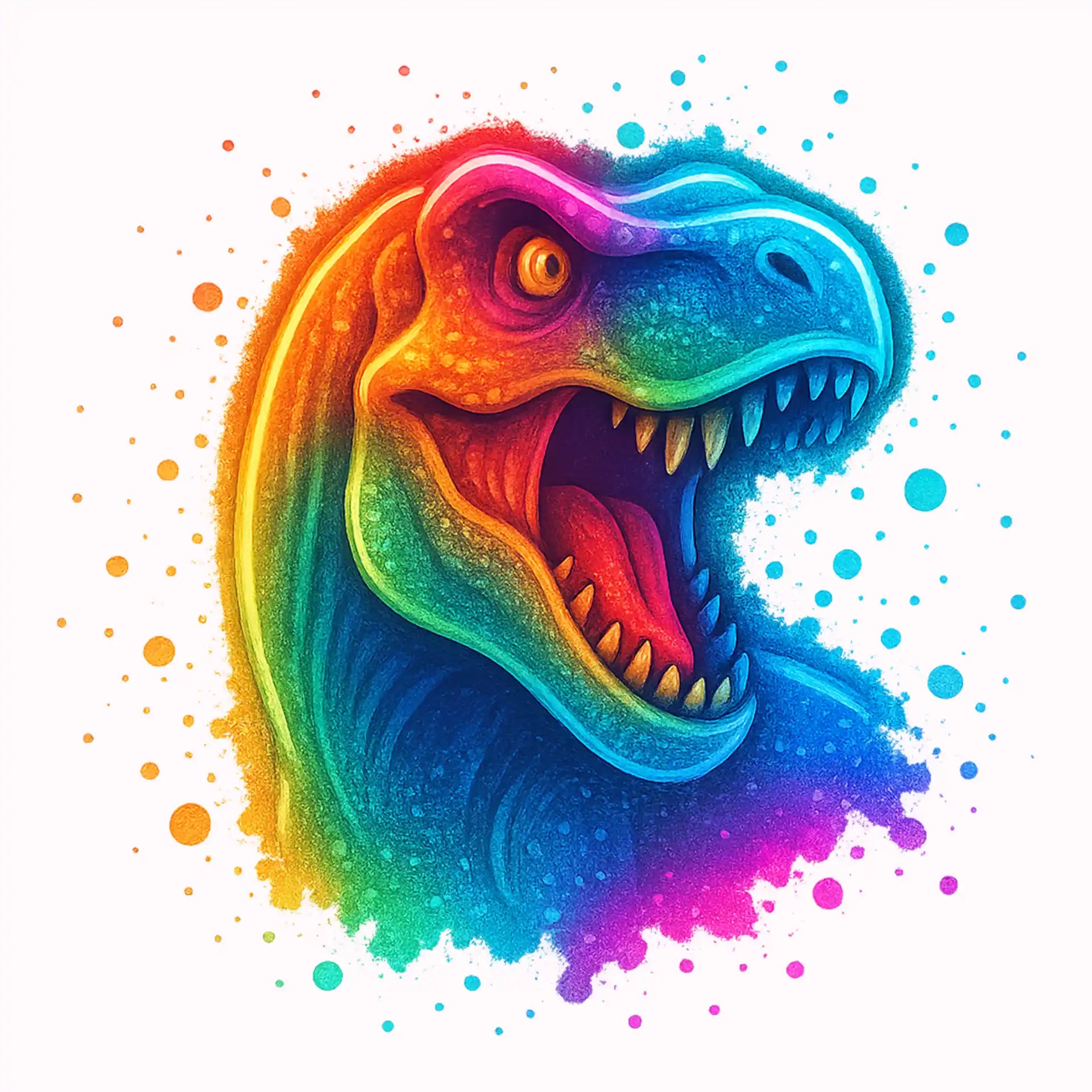 Permanent Sticker Dino Rainbow Roar T-Rex