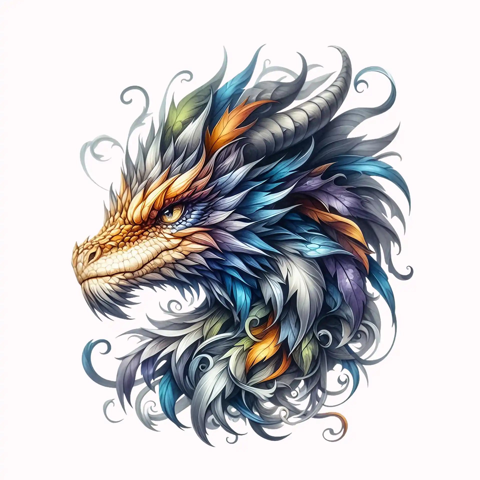 Permanent Sticker Drache Blaufeder