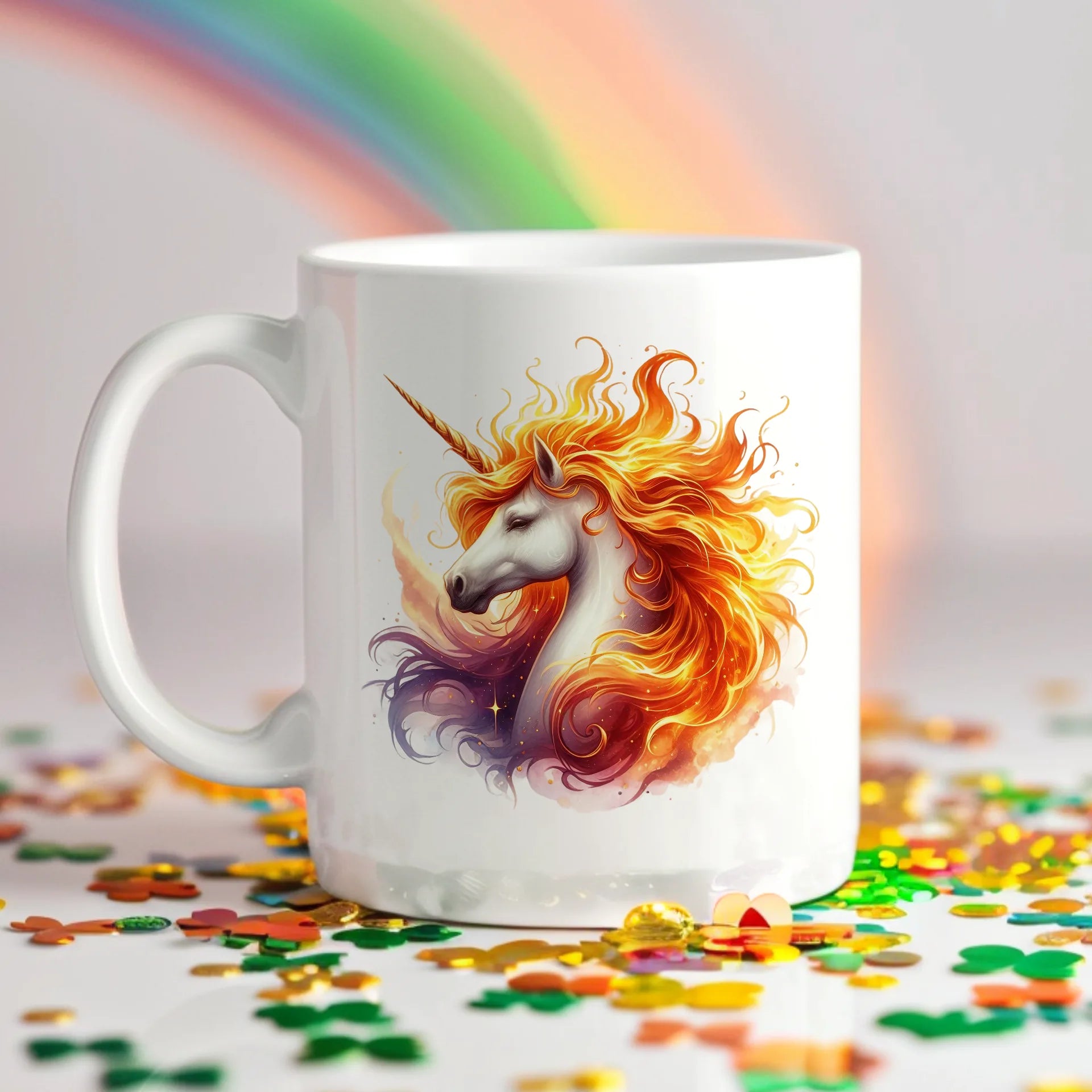 Permanent Sticker Einhorn Flammenmähne