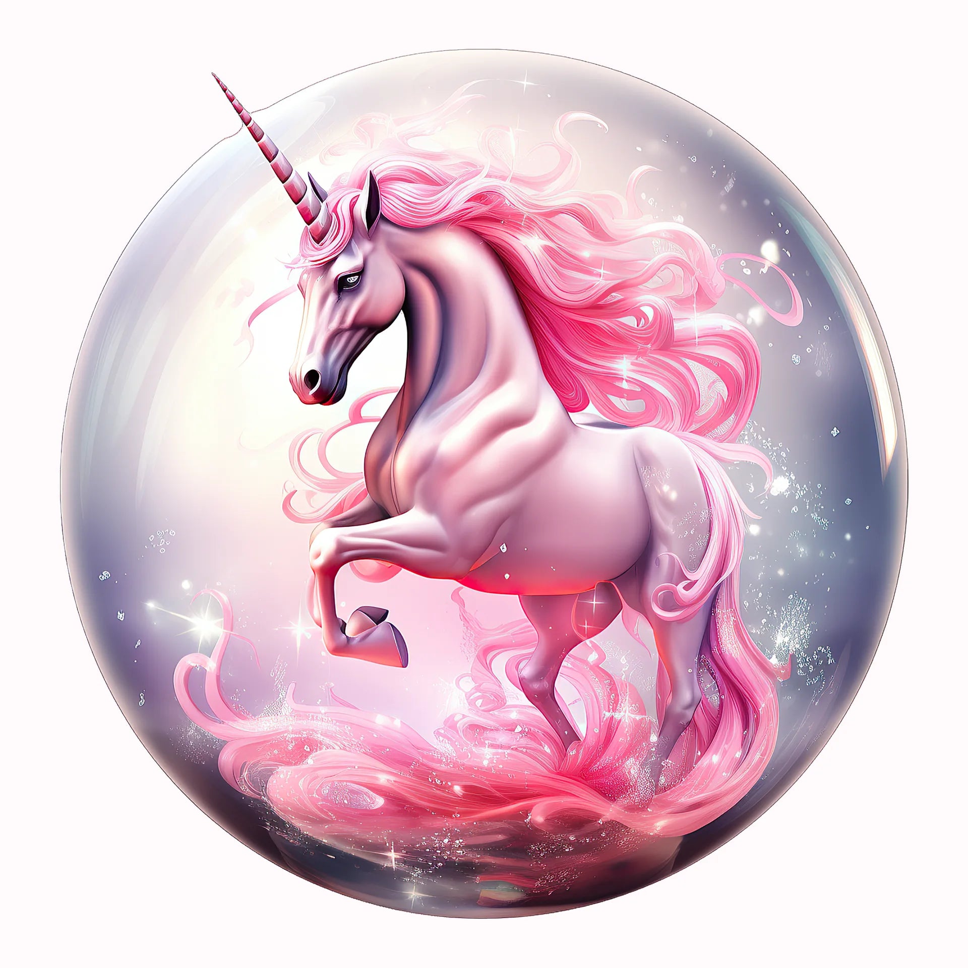 Permanent Sticker Einhorn Glasskugel