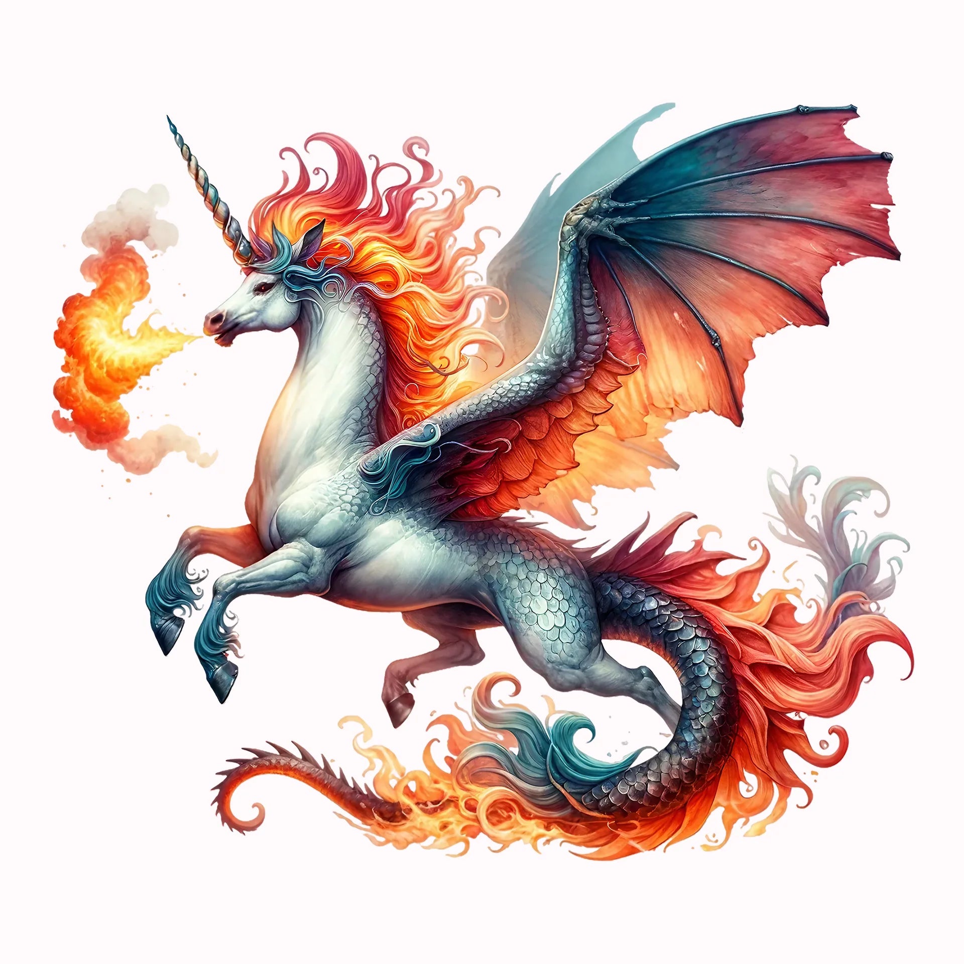 Permanent Sticker Einhorn Inferno Flügel