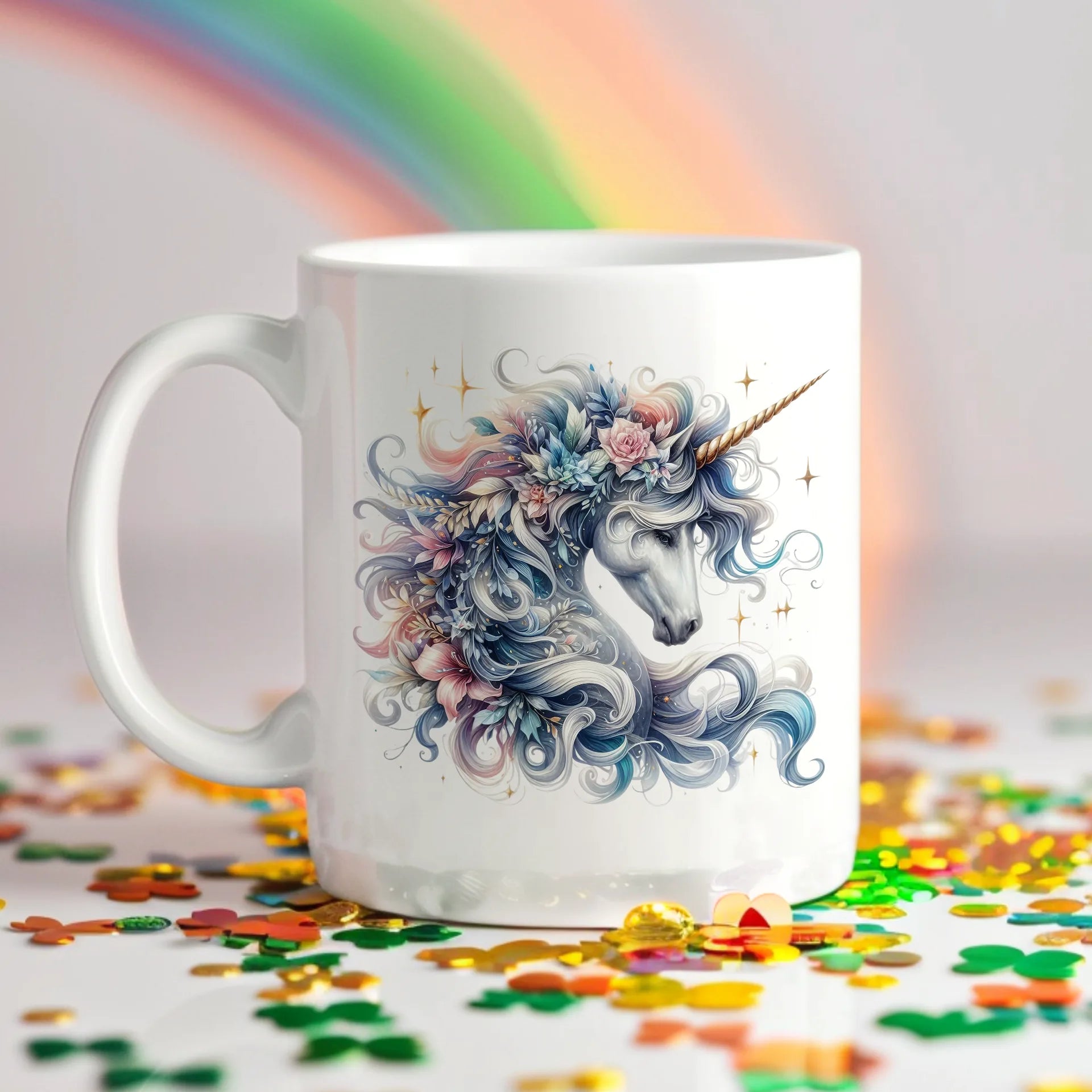Permanent Sticker Einhorn Magische Blüten