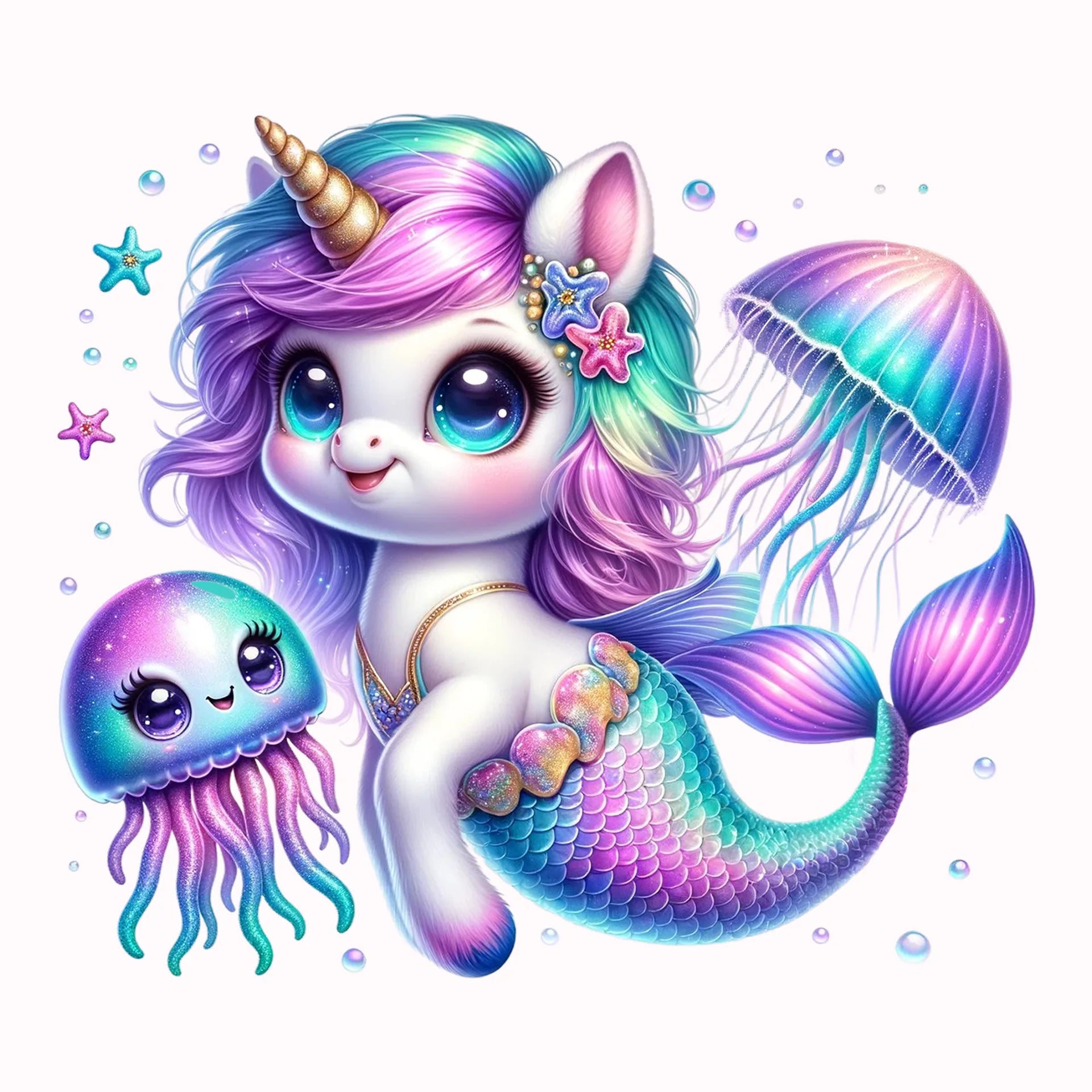 Permanent Sticker Einhorn Meerjungfrau