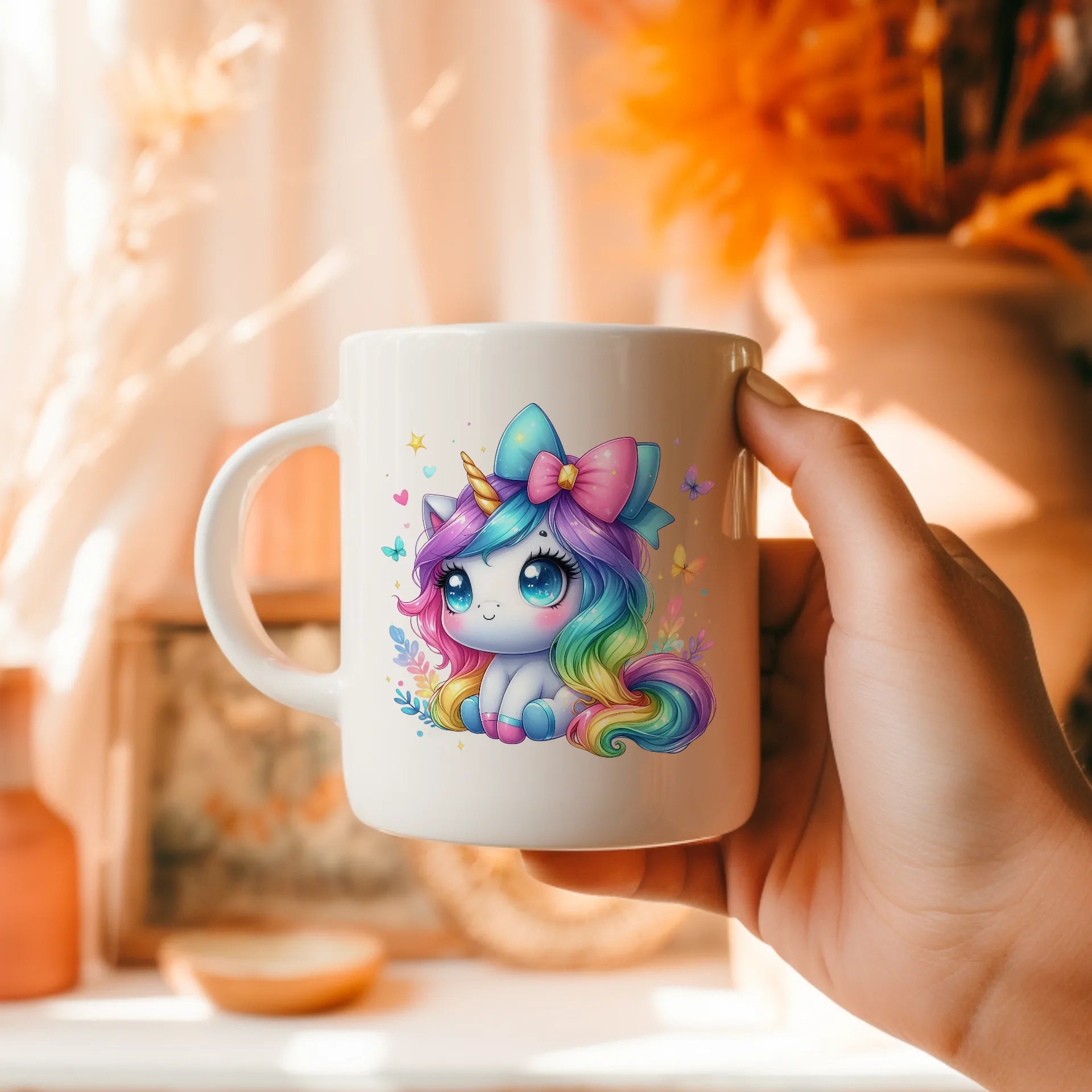 Permanent Sticker Einhorn Pastelschleife