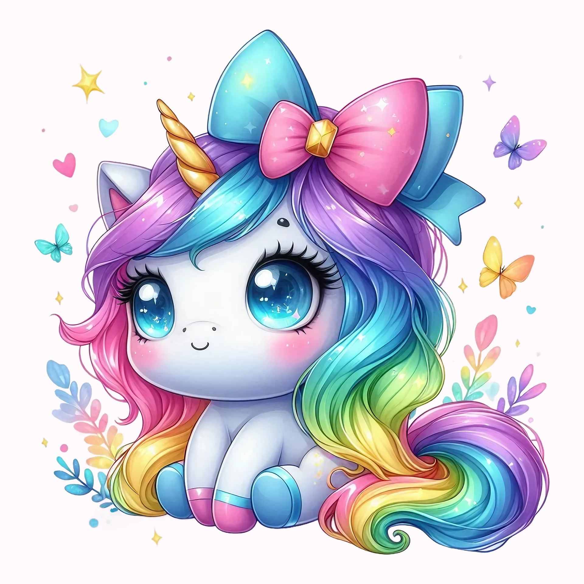Permanent Sticker Einhorn Pastelschleife