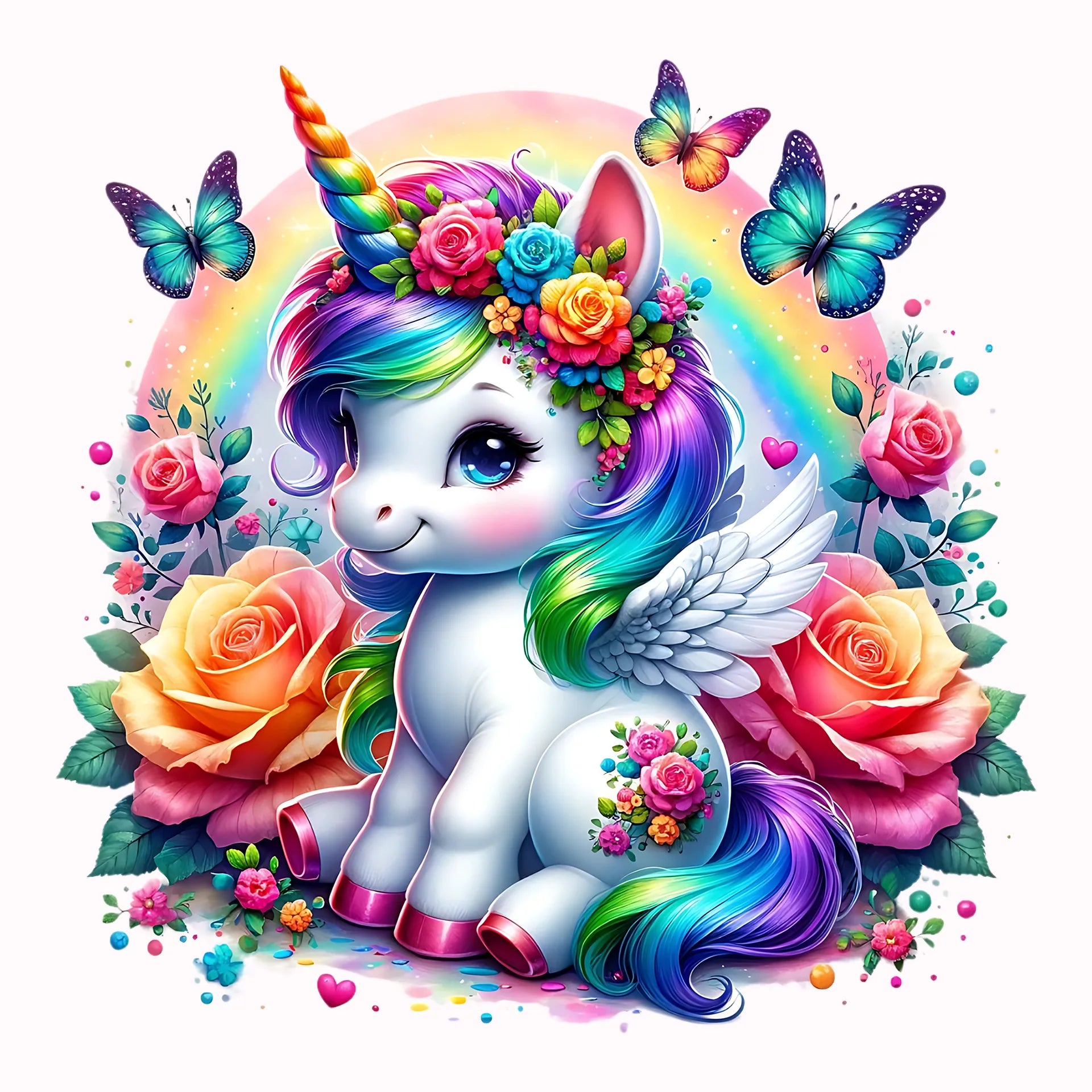Permanent Sticker Einhorn Schmetterlingszauber