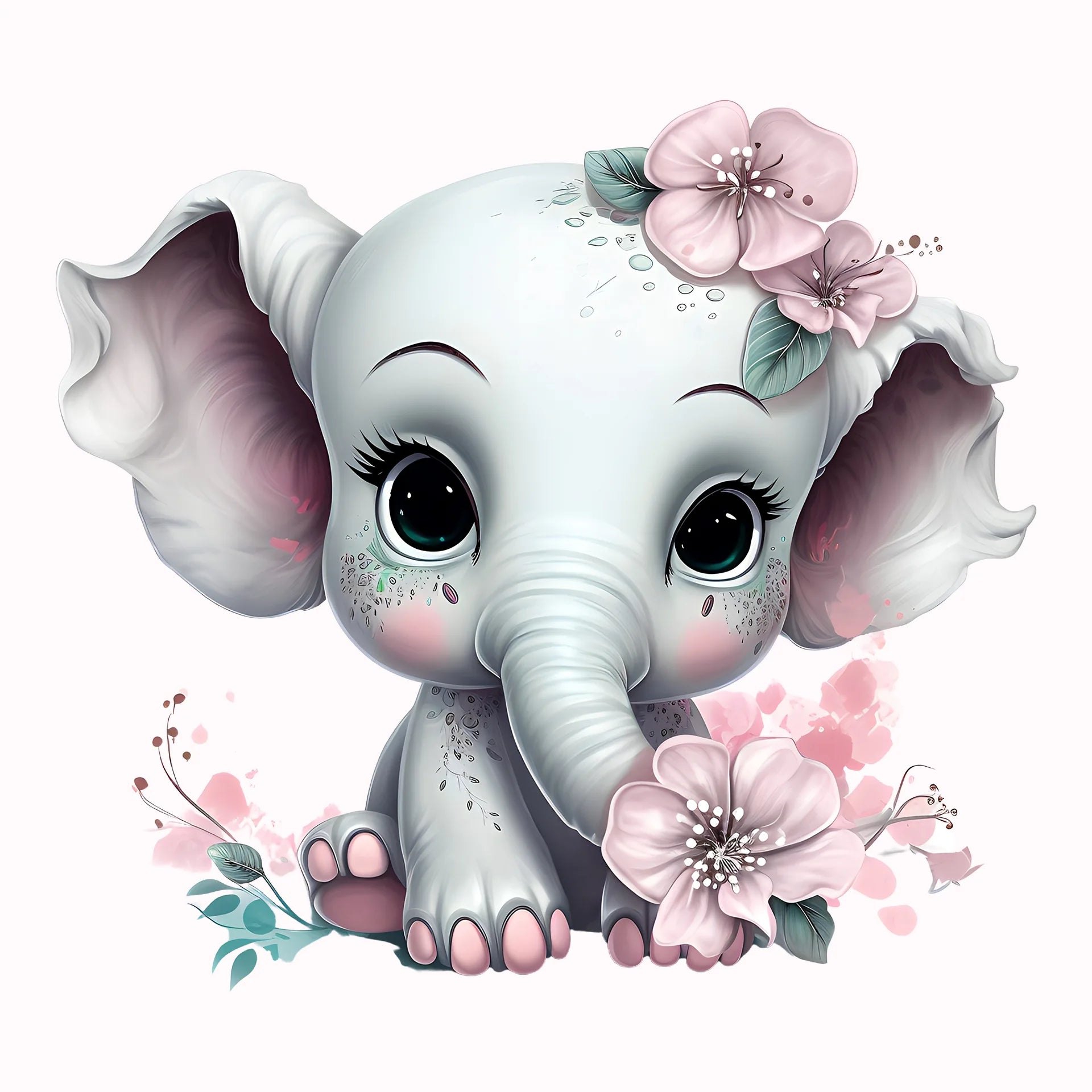 Permanent Sticker Elefant Baby Rosa