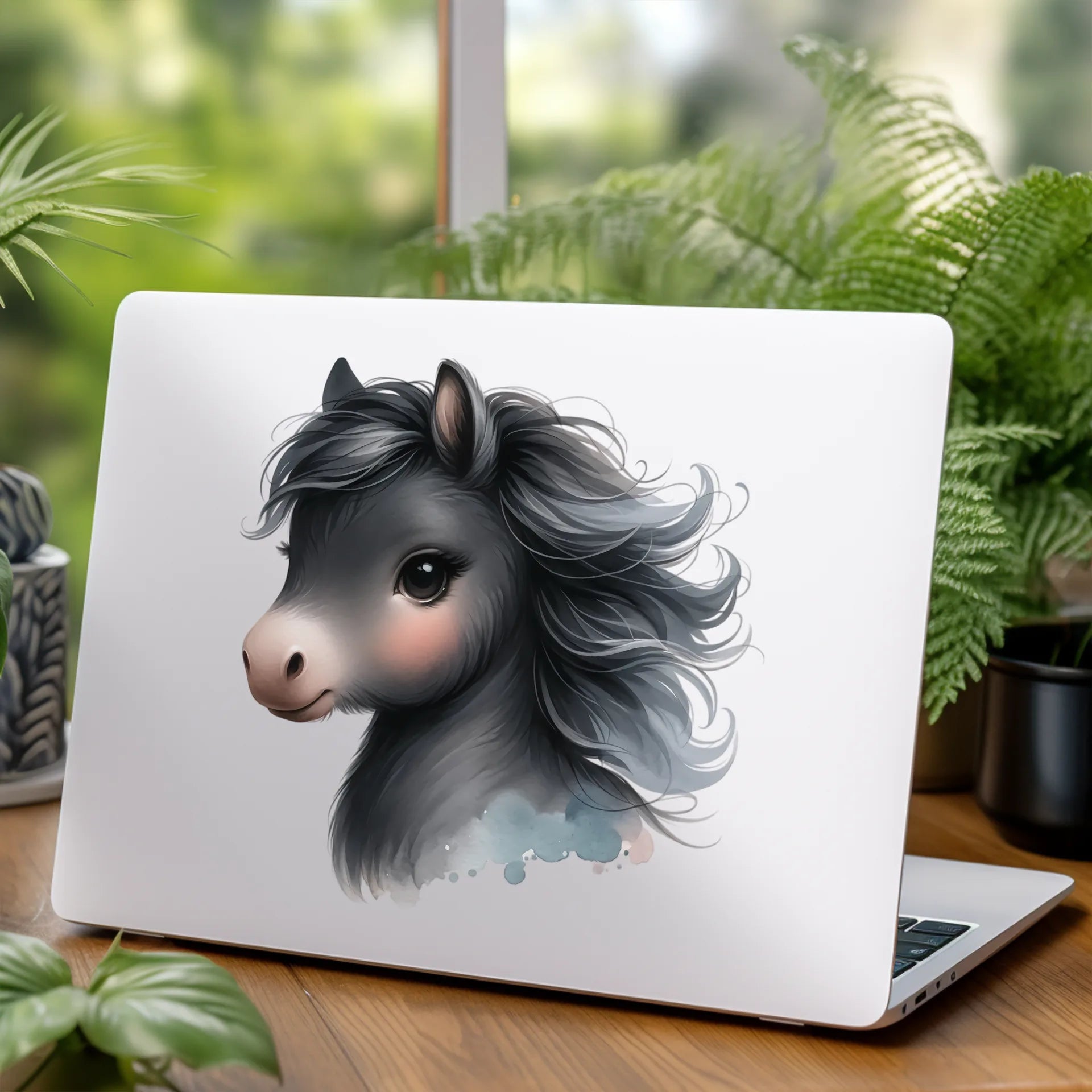 Permanent Sticker Elegantes Schwarzes Pony
