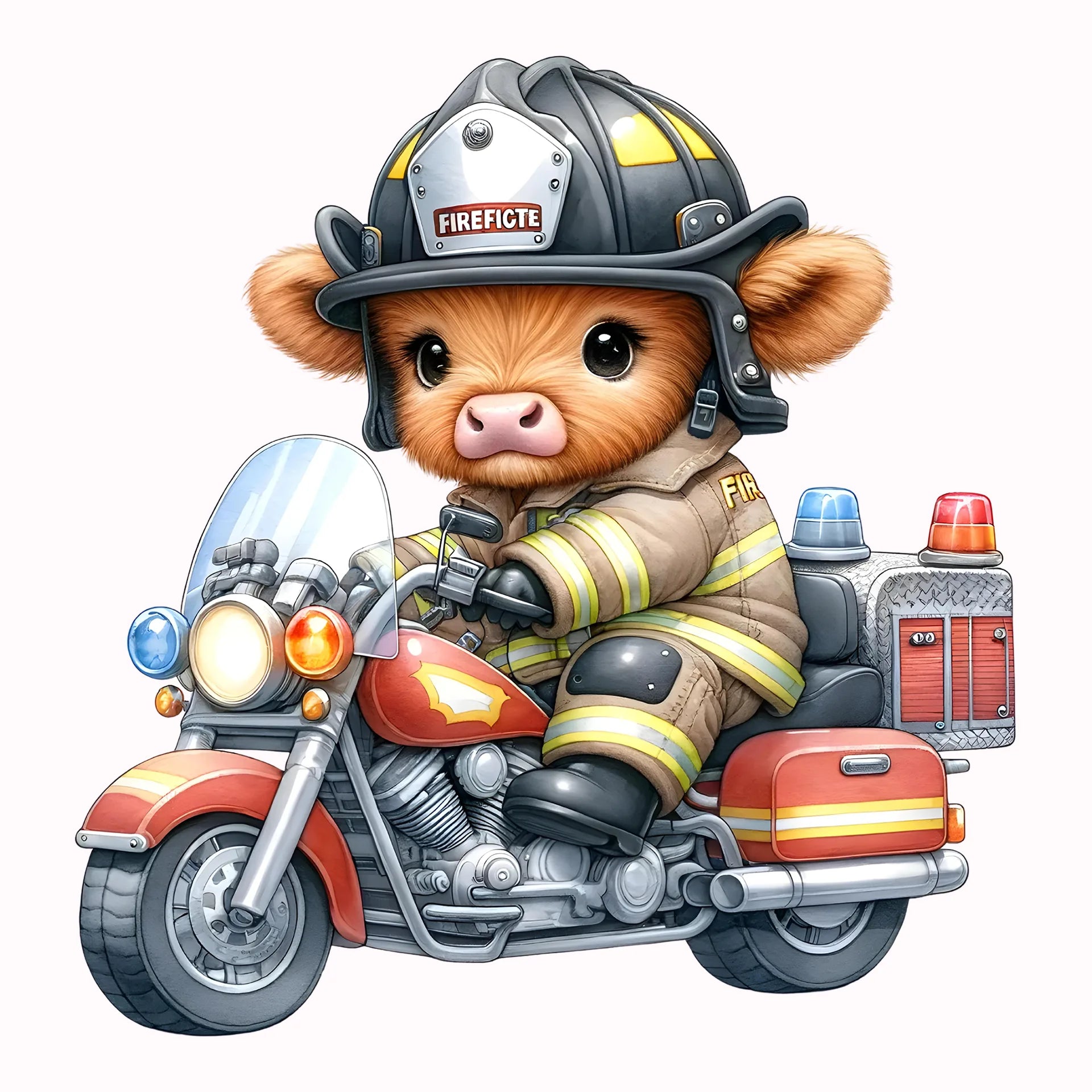 Permanent Sticker Feuerwehr Kuh Motorradheld