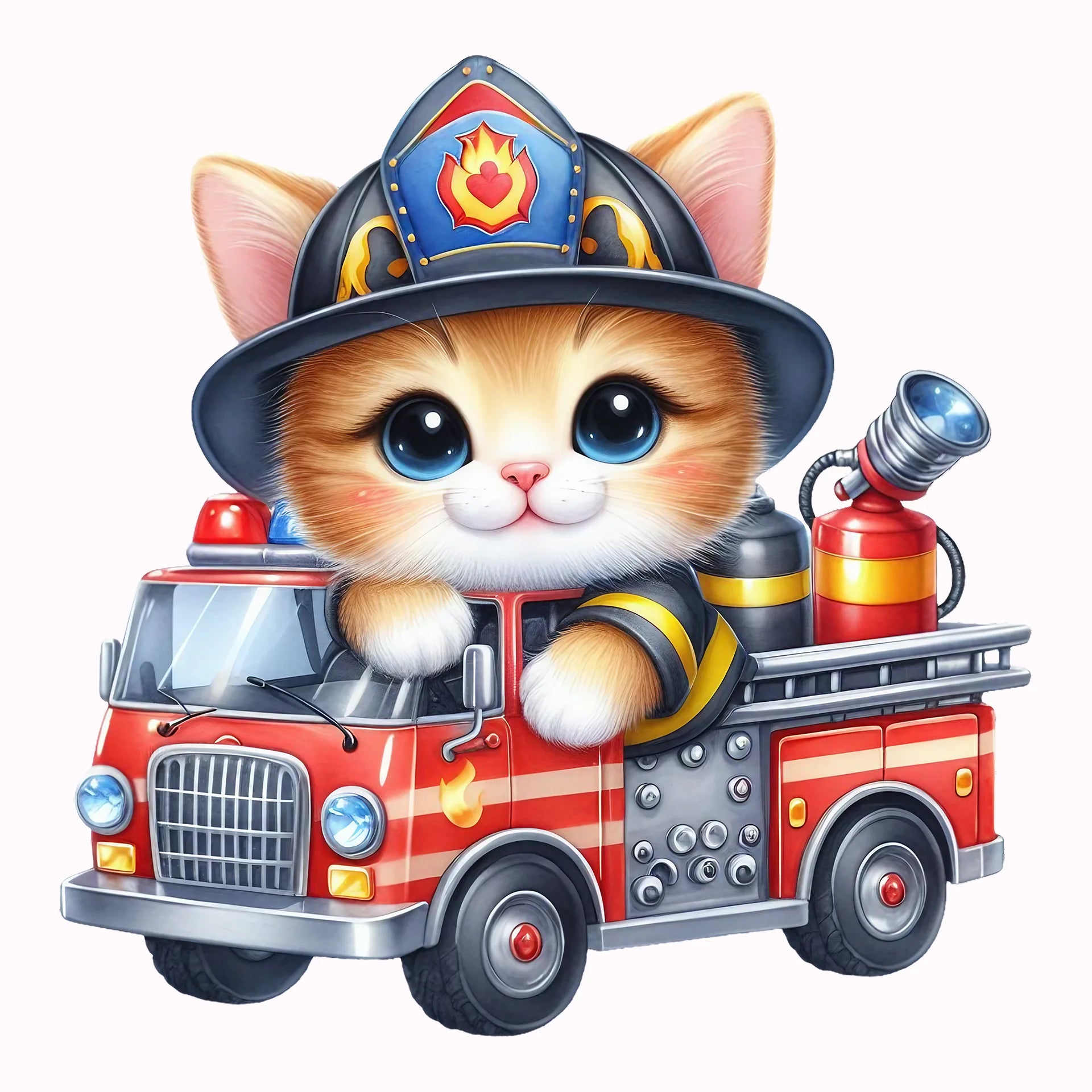 Permanent Sticker Feuerwehrauto Rettungskatze Finn