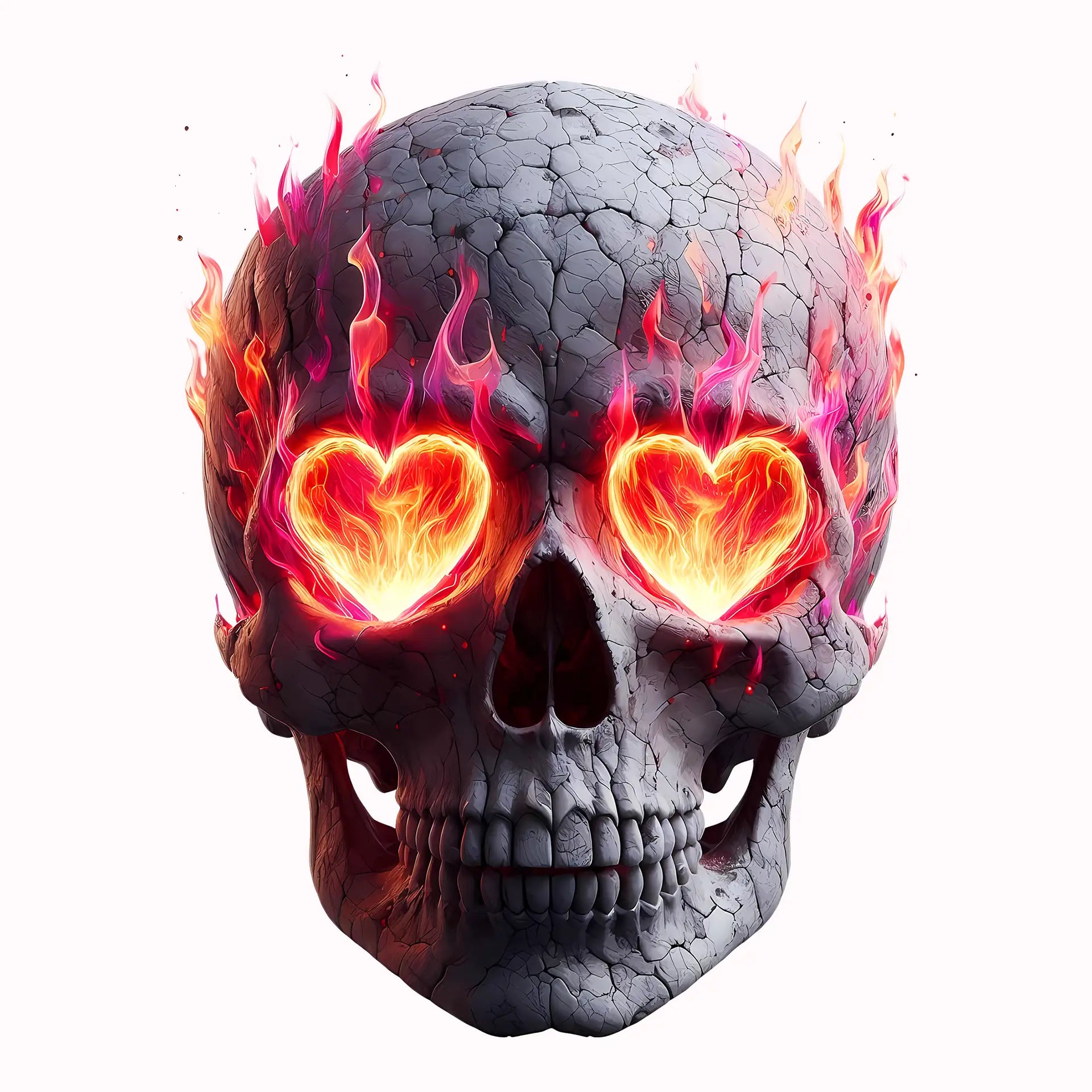 Permanent Sticker feuriger Schädel der Liebe