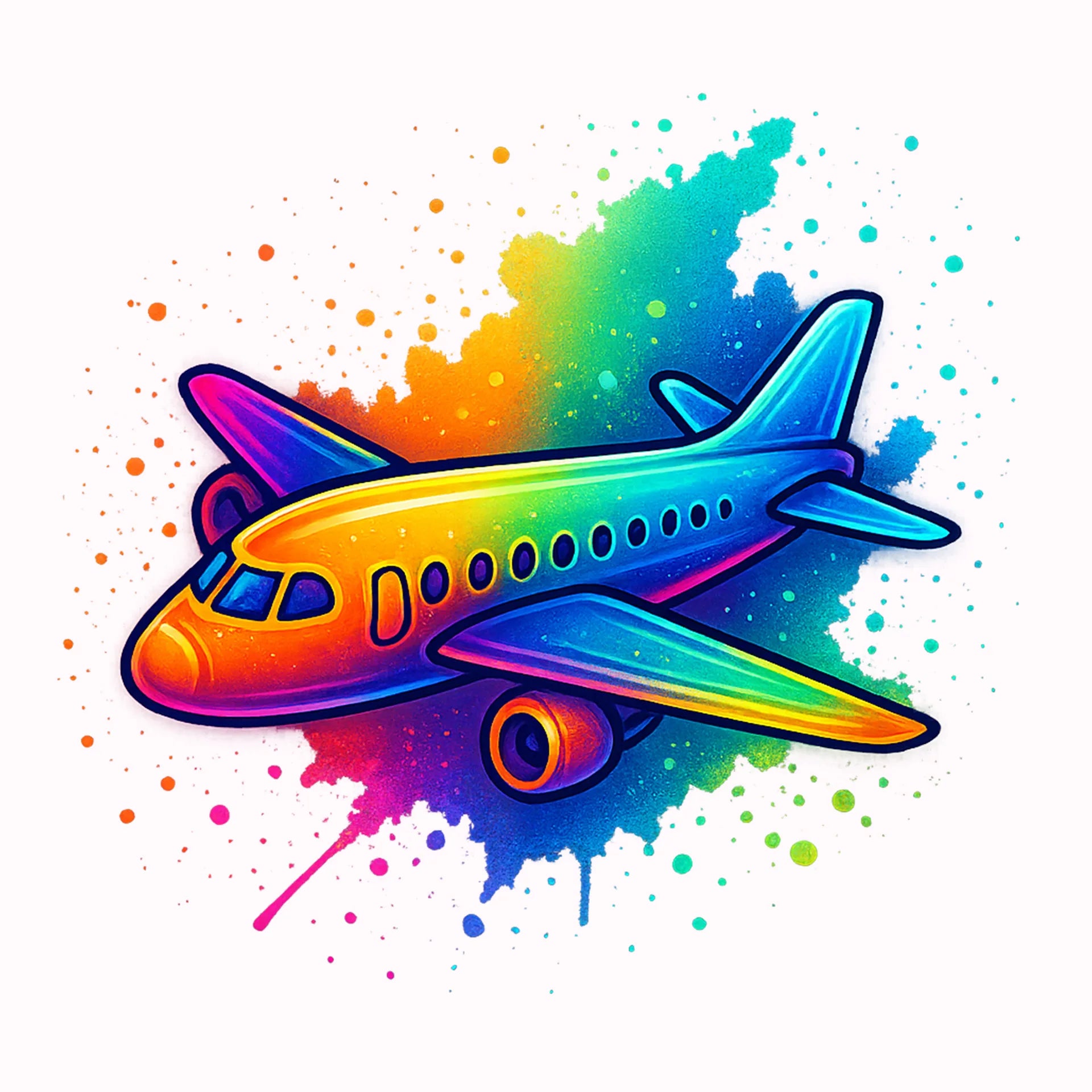 Permanent Sticker Flugzeug Bunter Jet