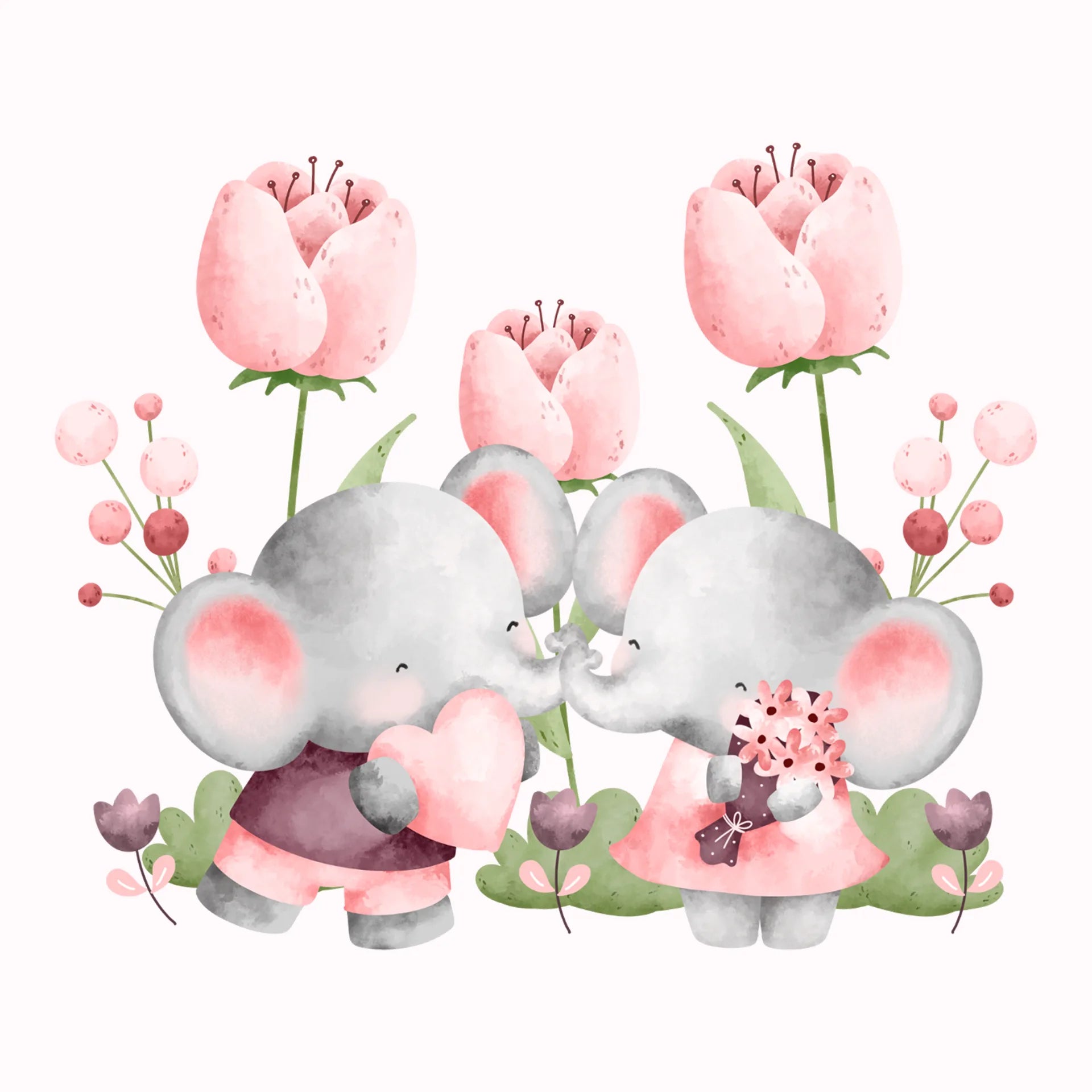 Permanent Sticker Frühlingsblüten Elefanten