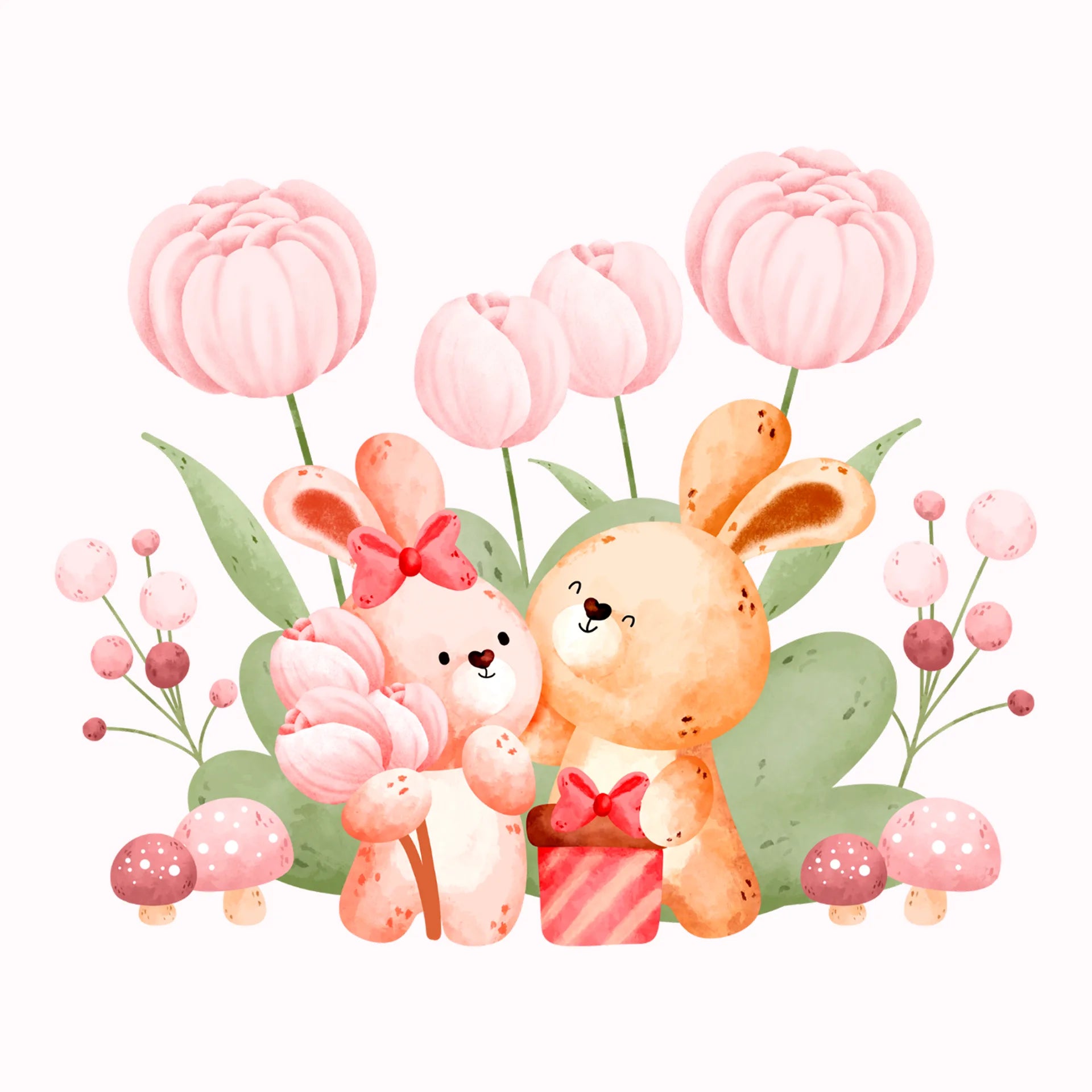 Permanent Sticker Frühlingsblüten Hasen