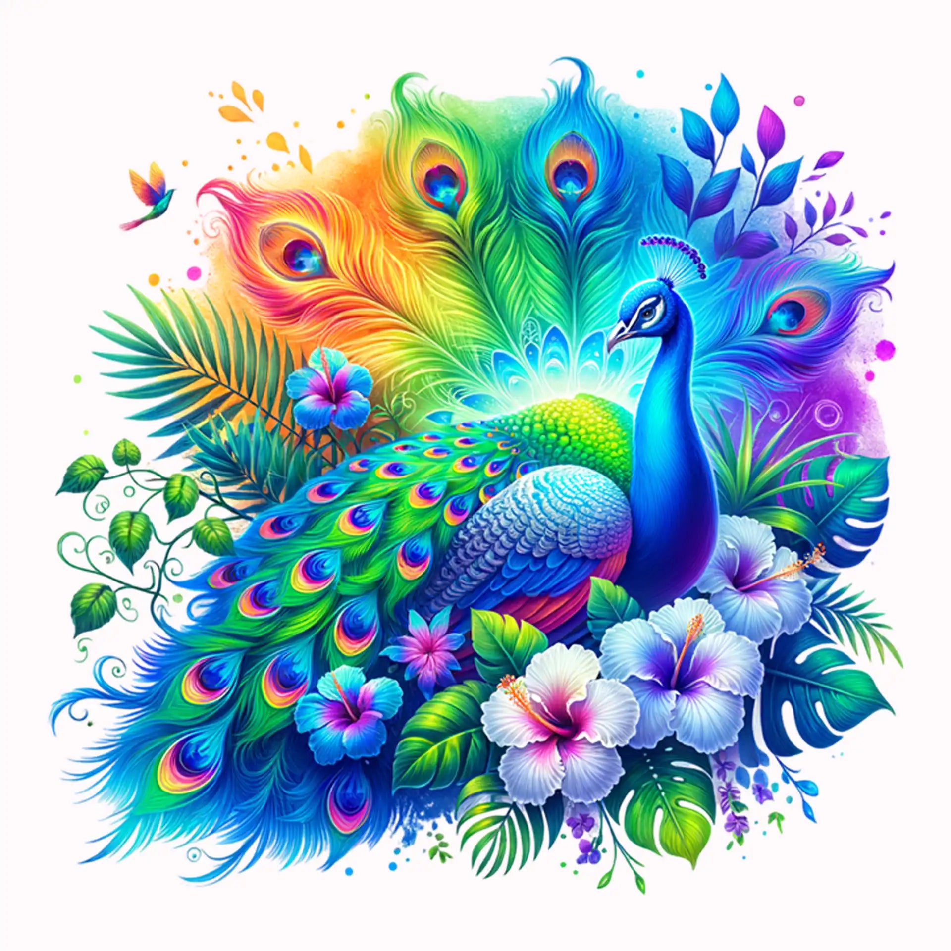 Permanent Sticker Funkelnder Pfau