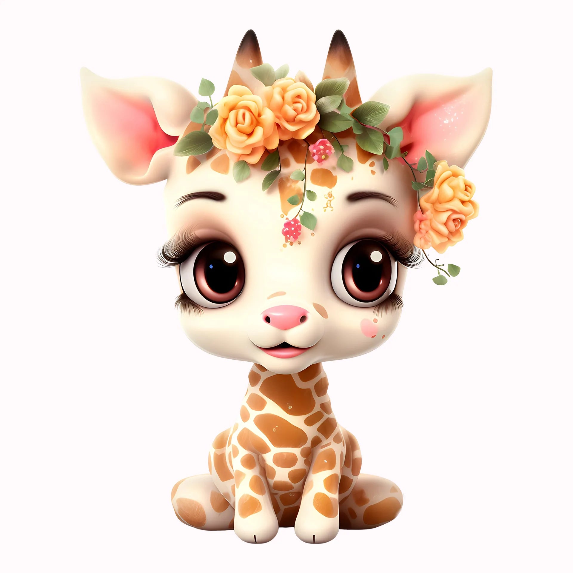 Permanent Sticker Giraffe Baby Blumen