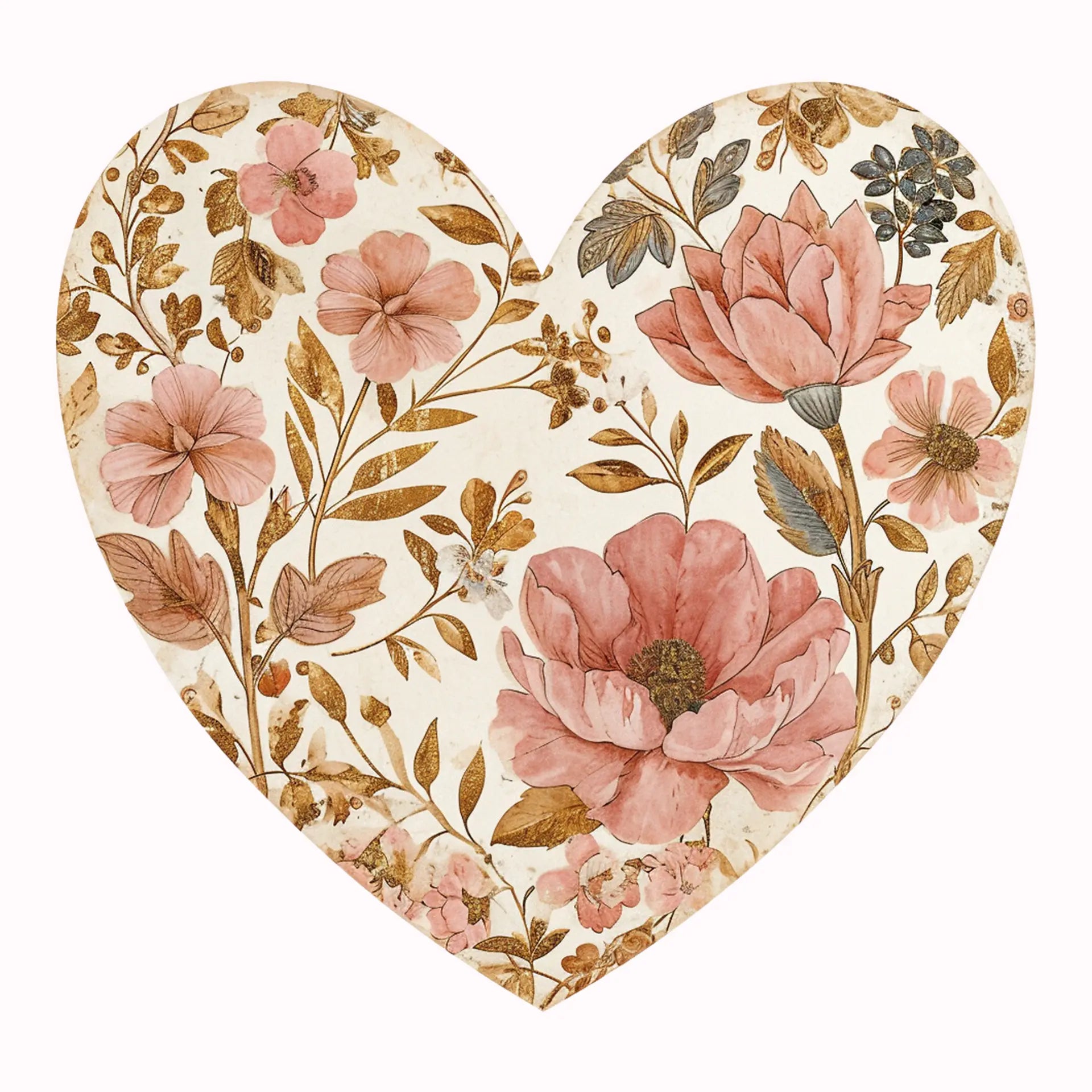 Permanent Sticker Herz Florale Nostalgie