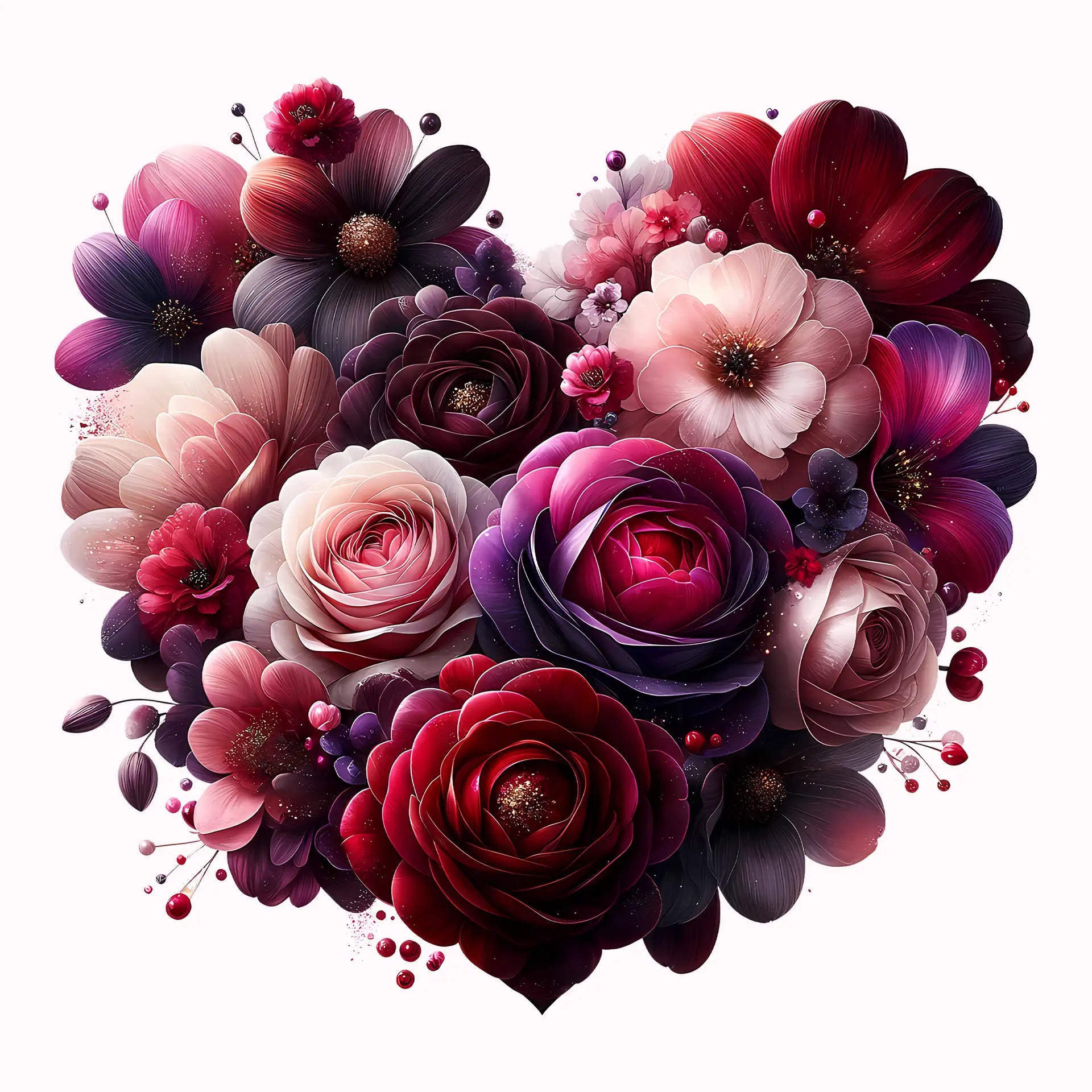 Permanent Sticker Herz voller Blüten