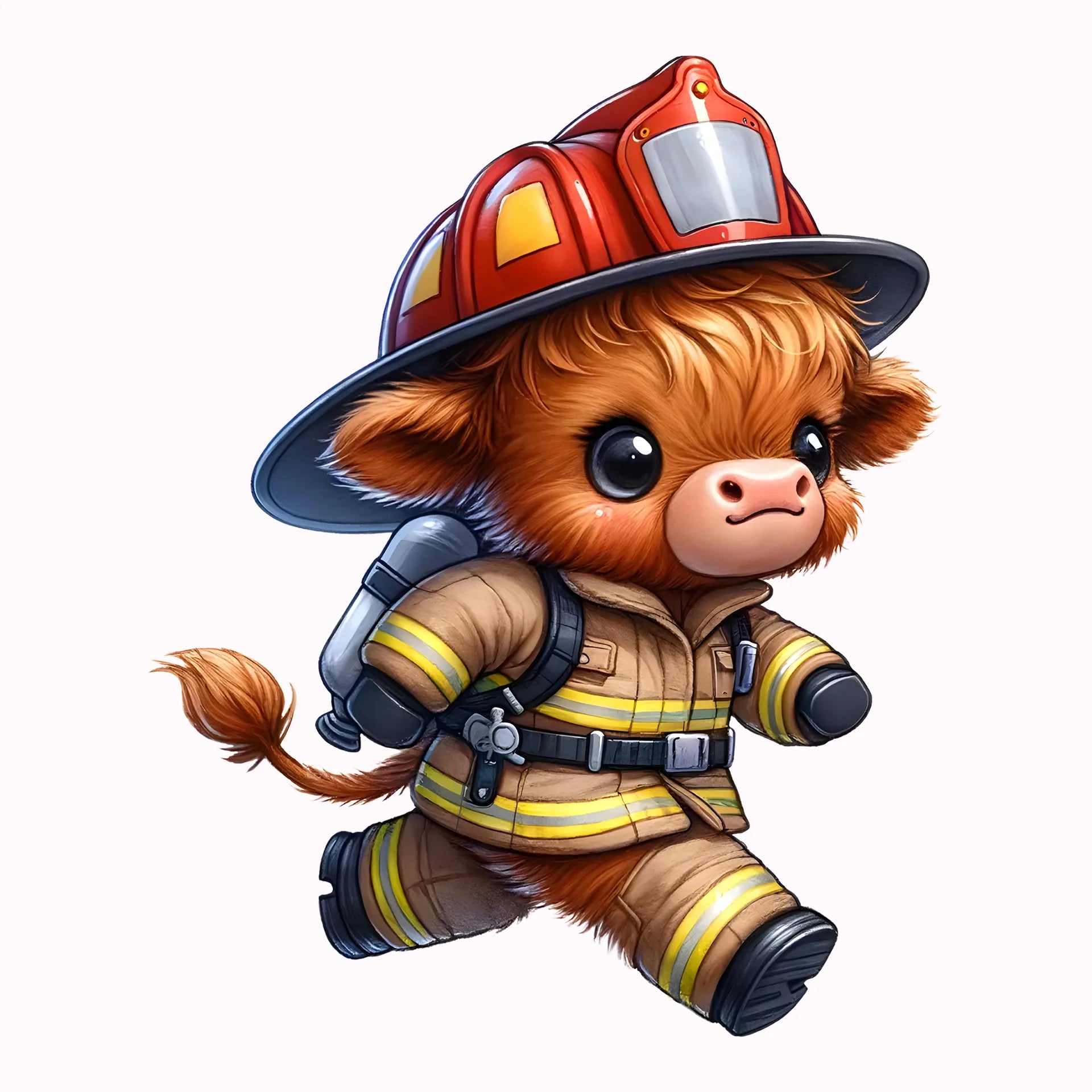 Permanent Sticker Highland Kuh Feuerwehrheld