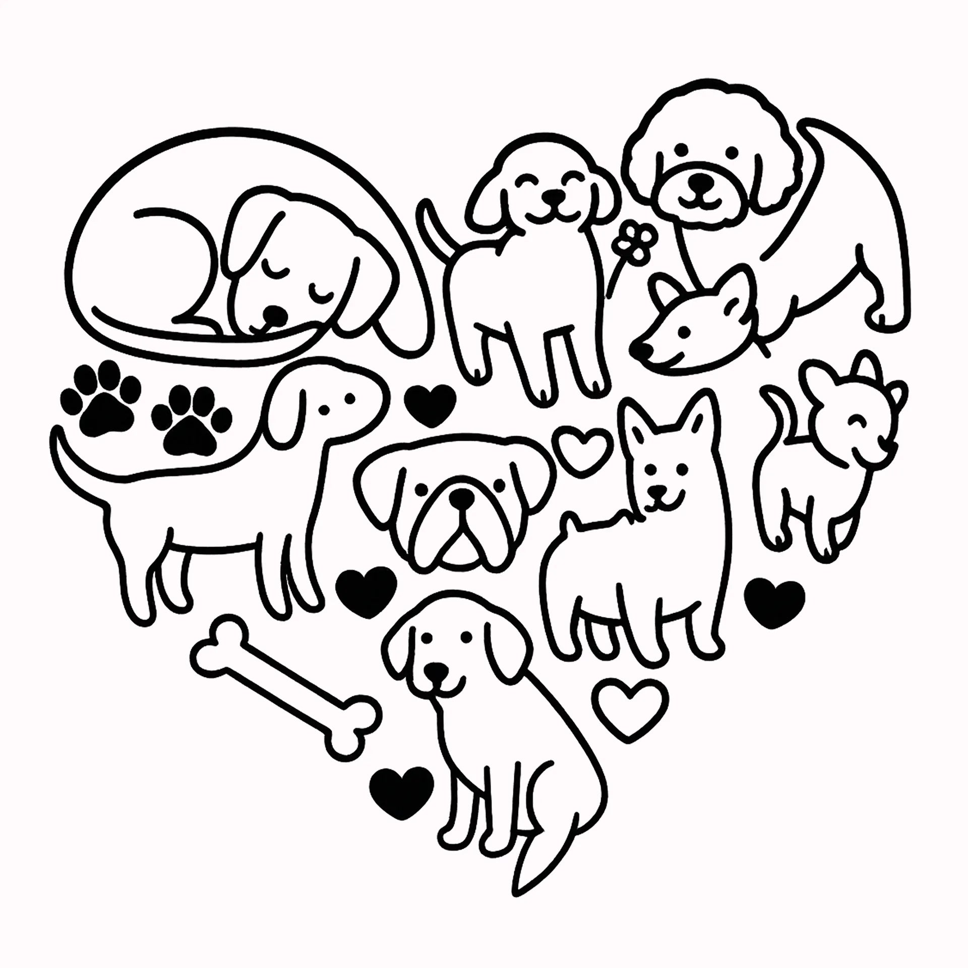 Permanent Sticker Hund Hunde im Herz