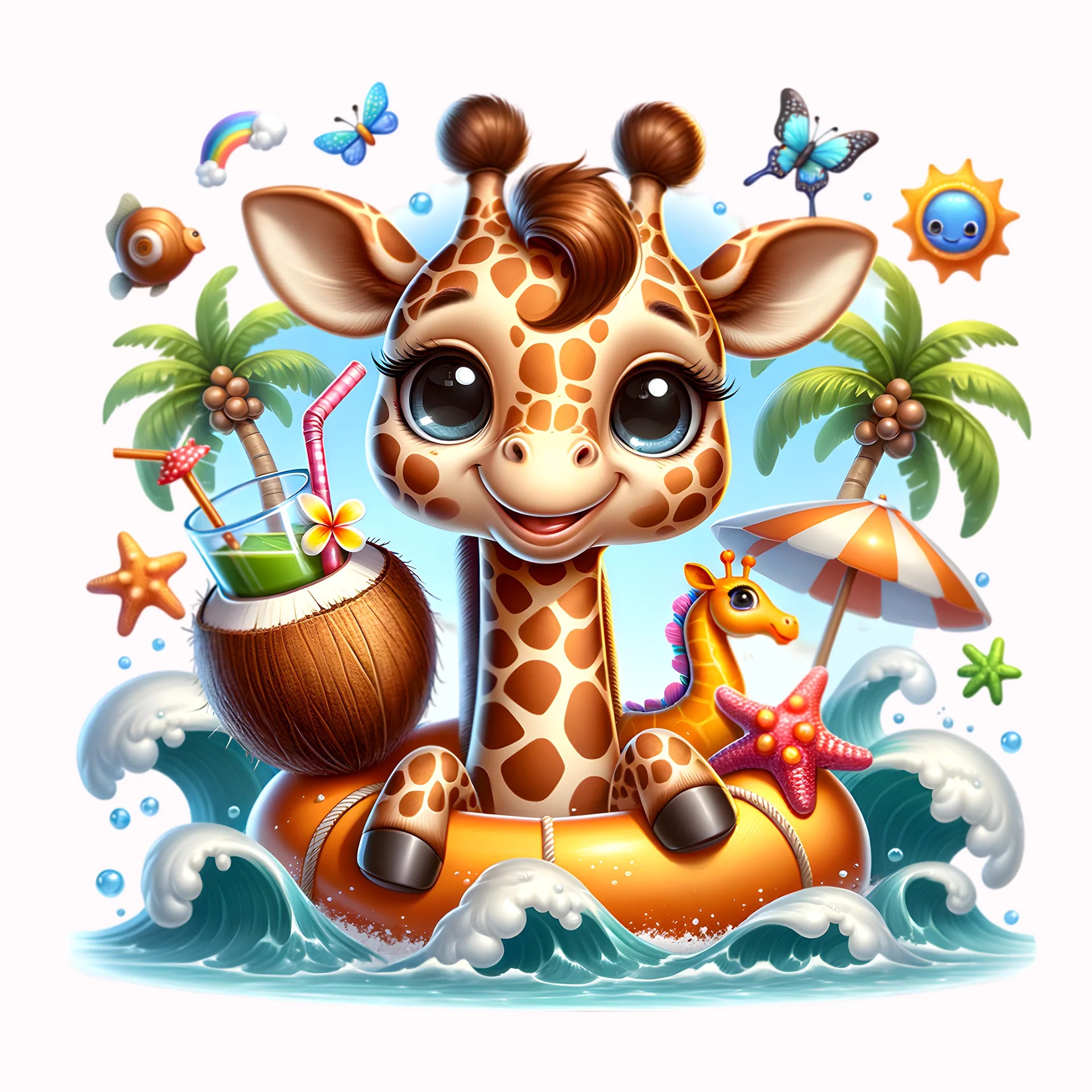 Permanent Sticker Karibische Giraffe Bini