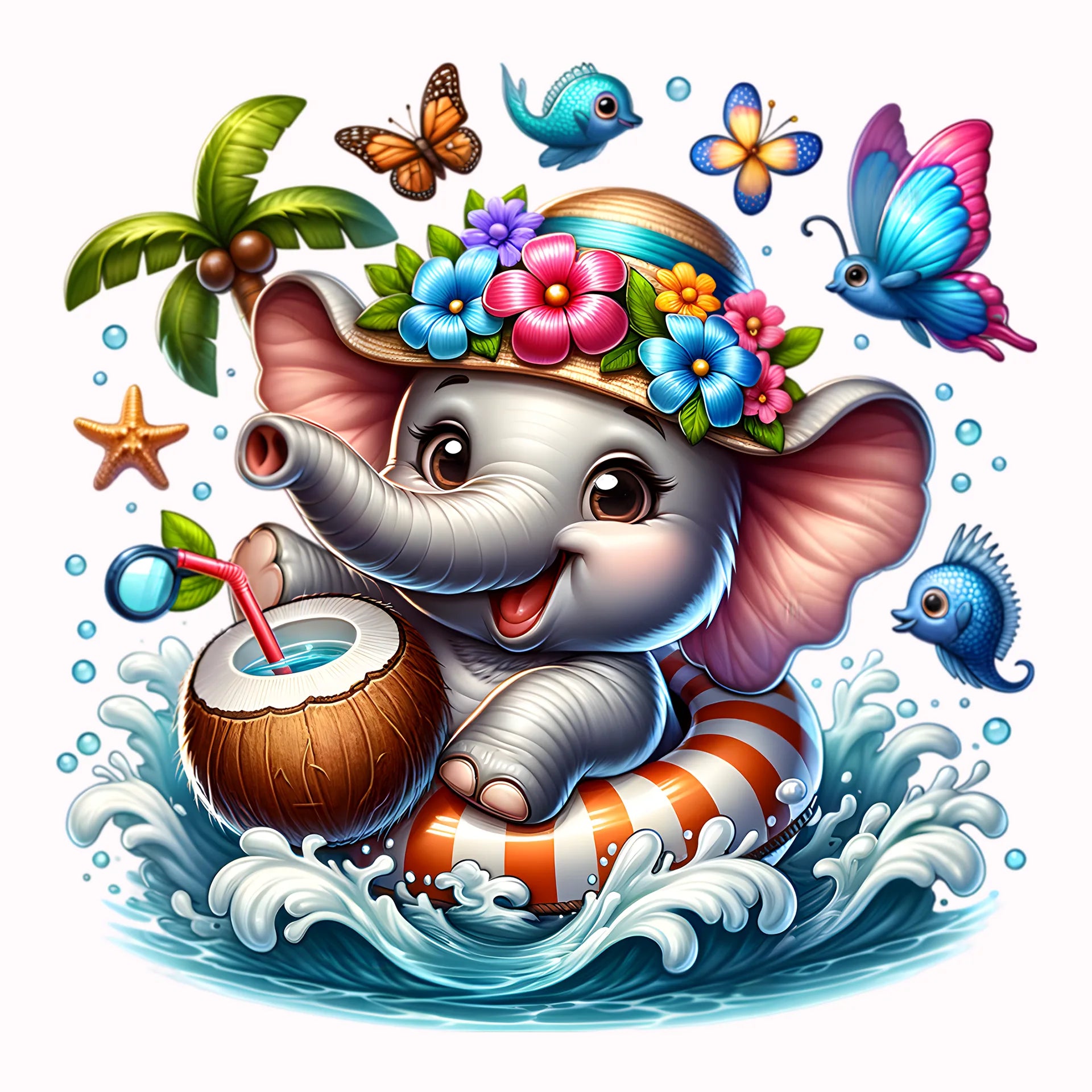 Permanent Sticker Karibischer Elefant Nasi