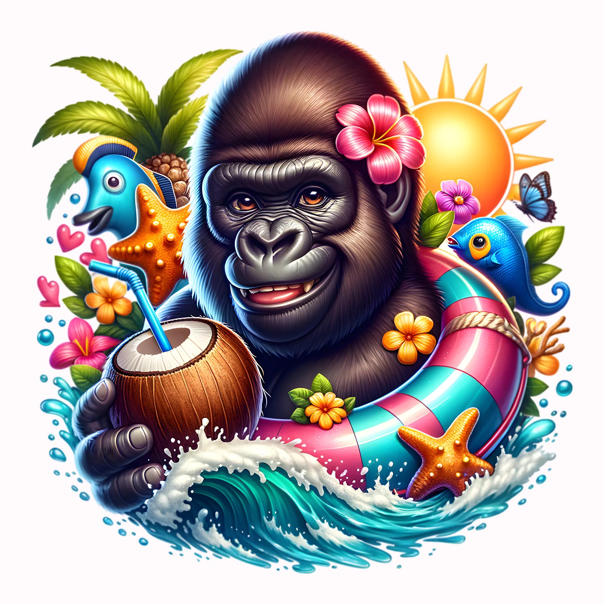Permanent Sticker Karibischer Gorilla Bobo
