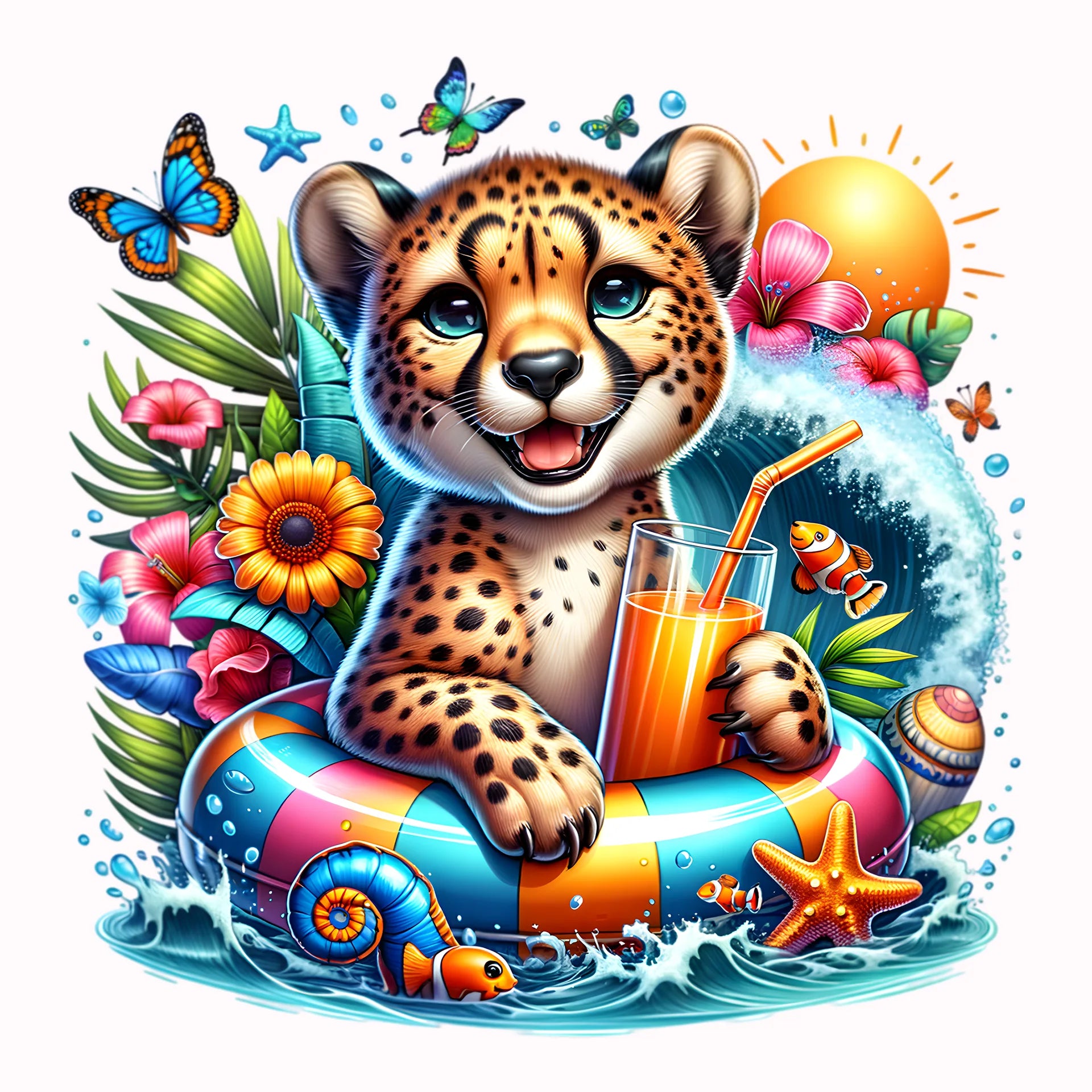Permanent Sticker Karibischer Leopard Schnuffel