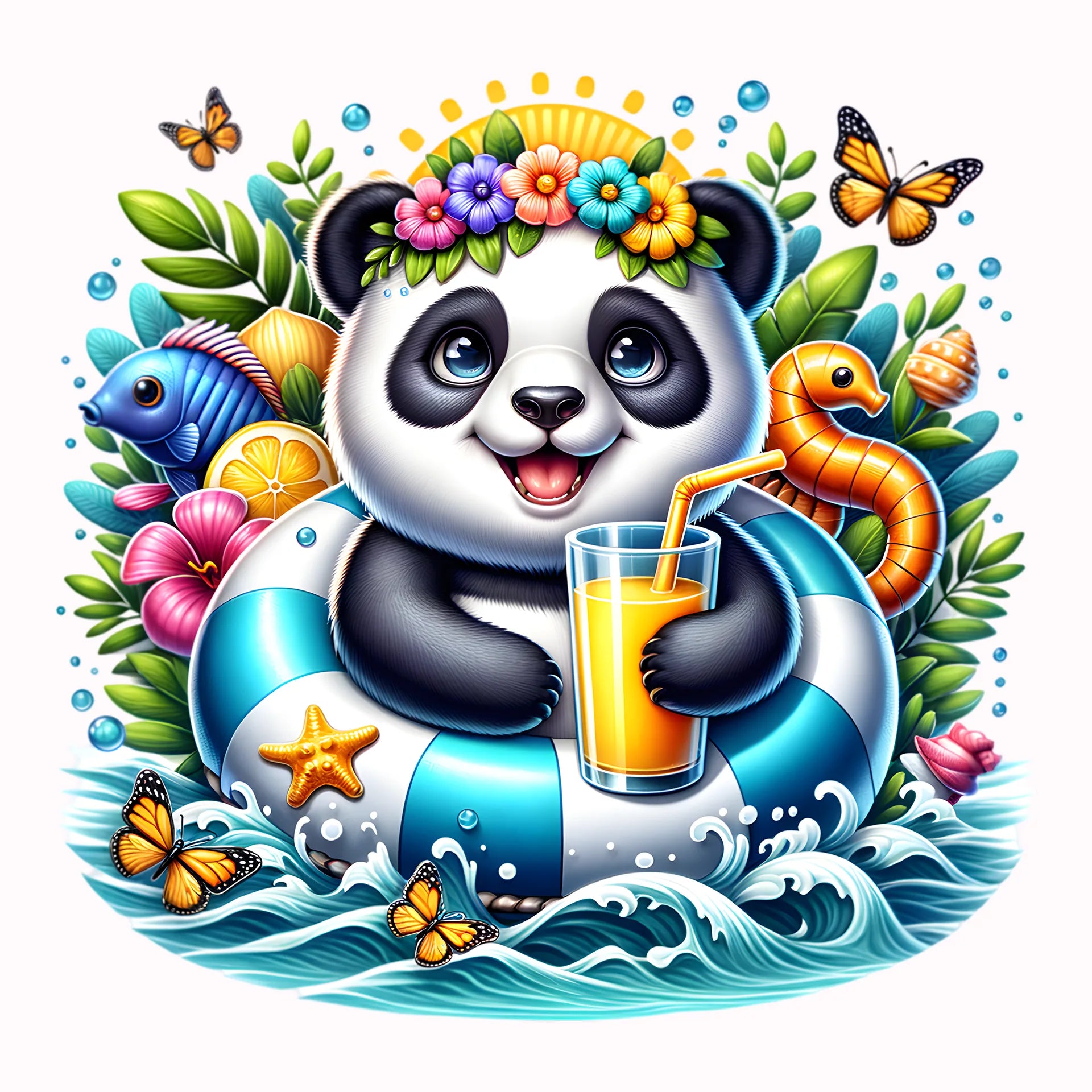 Permanent Sticker Karibischer Panda Krümel