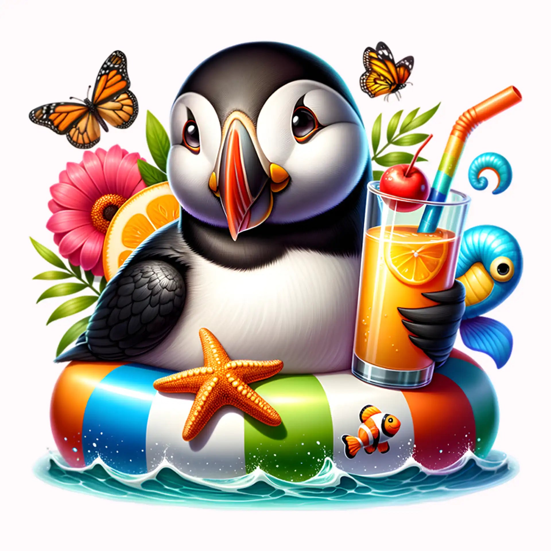 Permanent Sticker Karibischer Puffin Momo