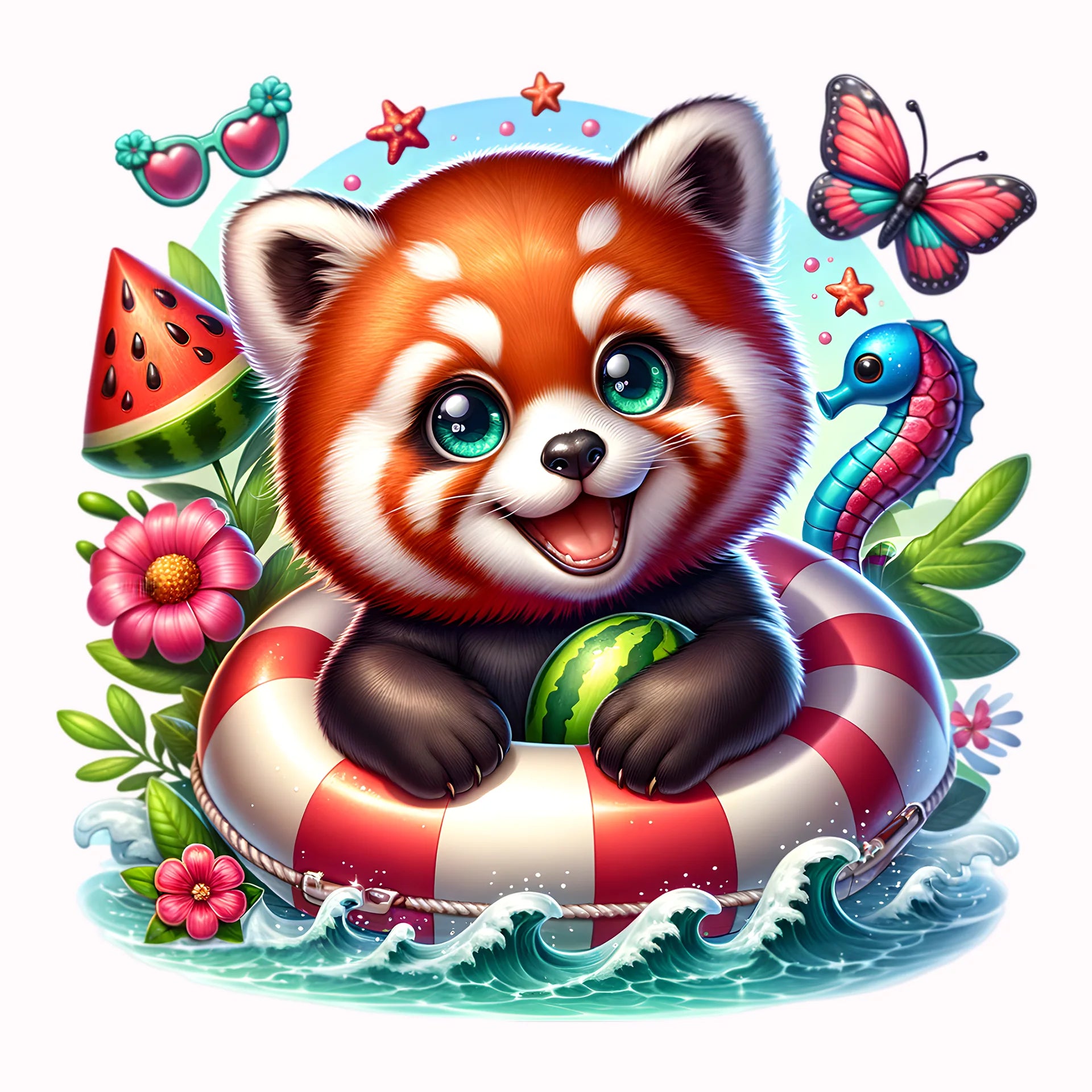 Permanent Sticker Karibischer Roter Panda Wuschel