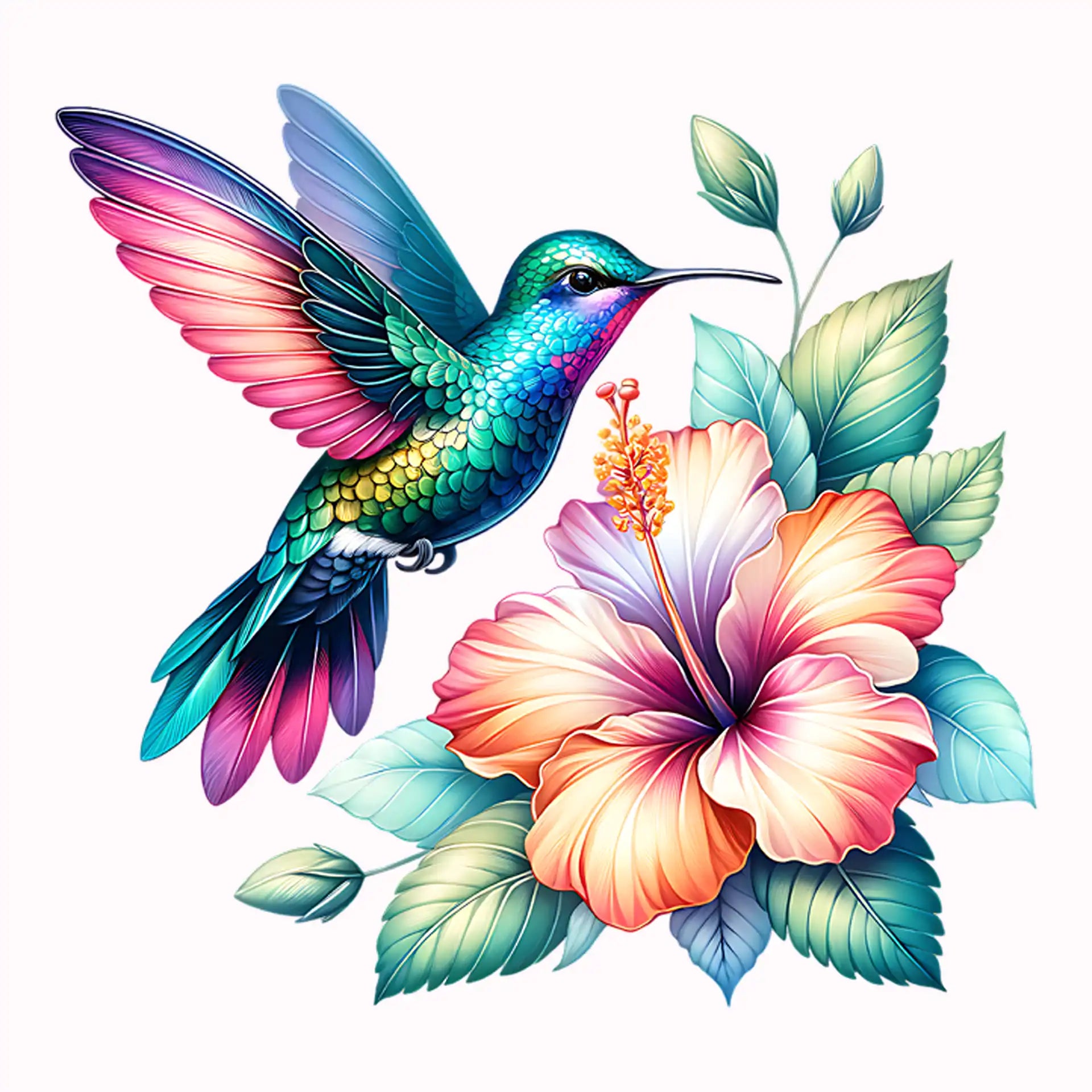 Permanent Sticker Kolibri Blüte