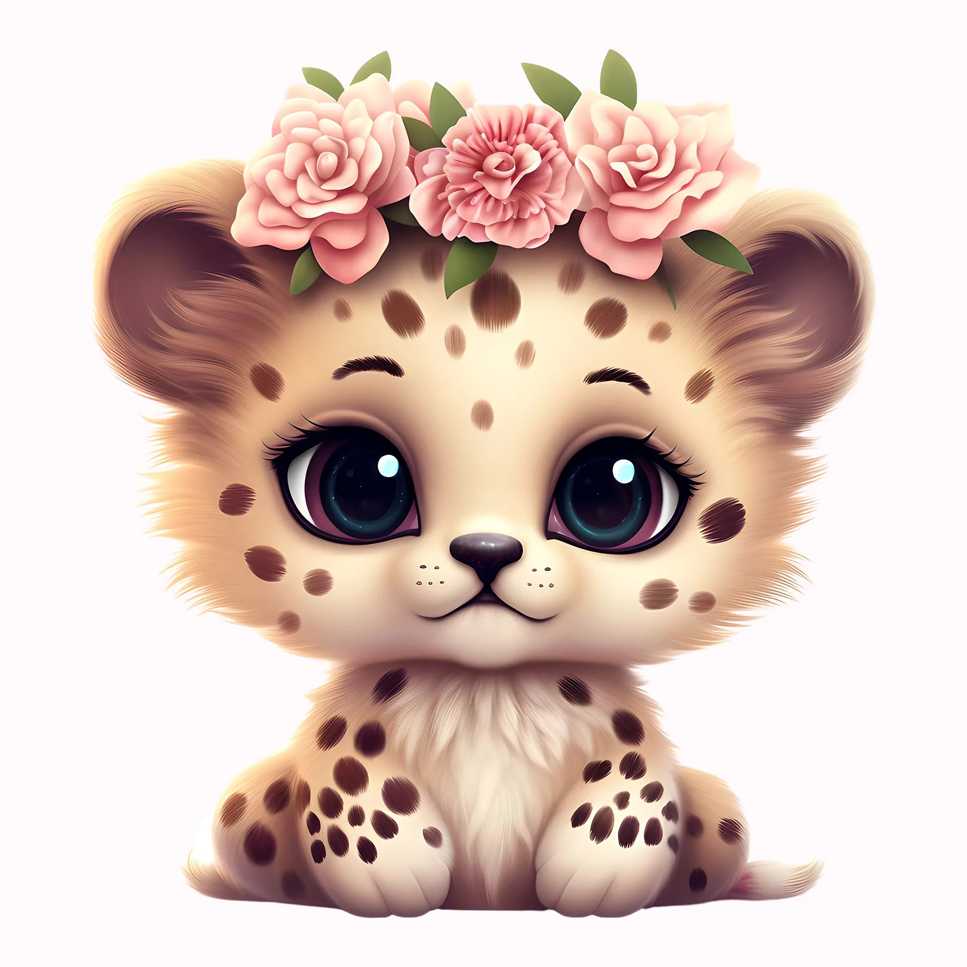 Permanent Sticker Leopard Baby Blumen