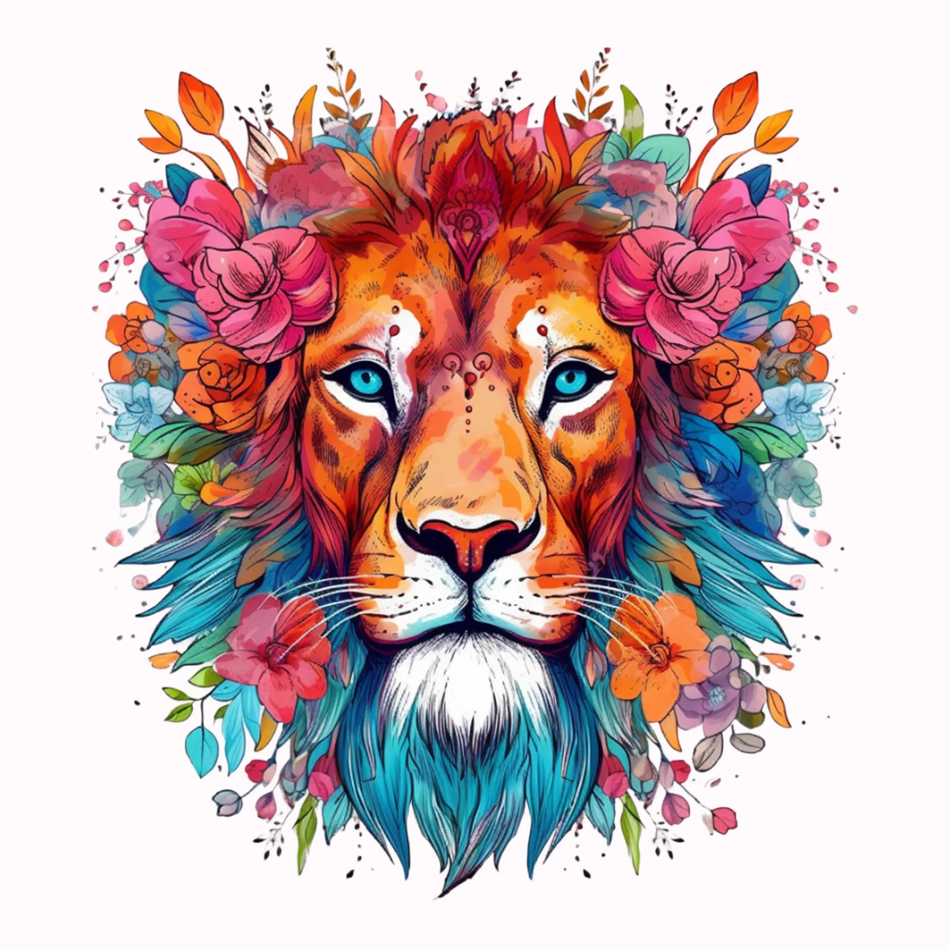 Permanent Sticker Löwe Flower Saphira