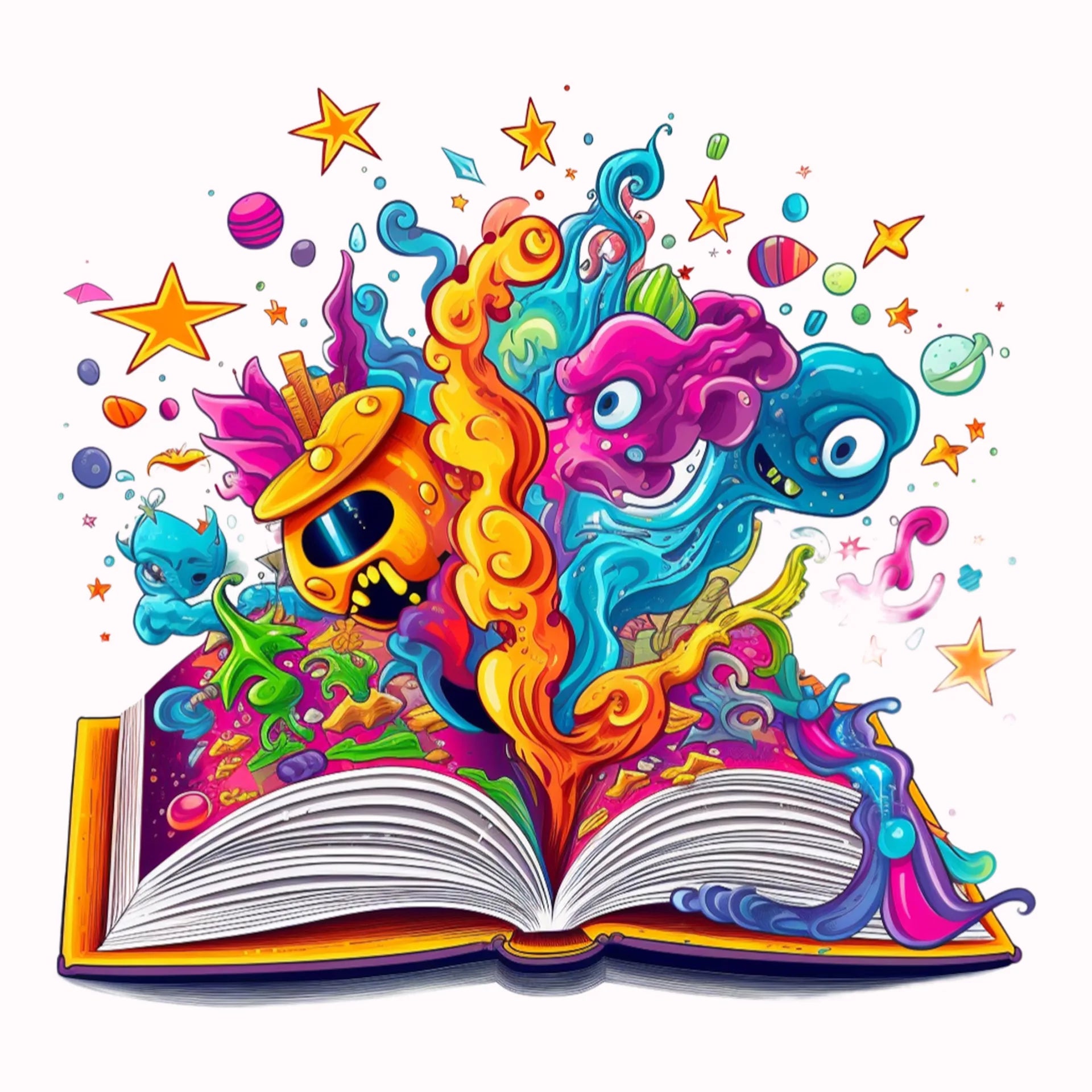 Permanent Sticker Magisches Buch Bunt