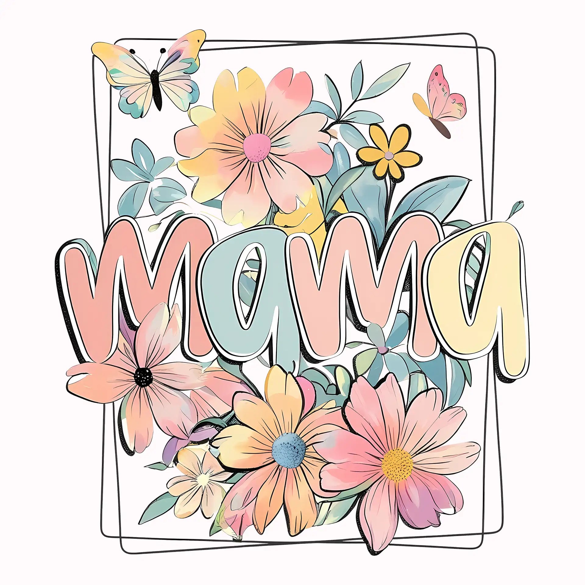 Permanent Sticker Mama Pastel Blumen