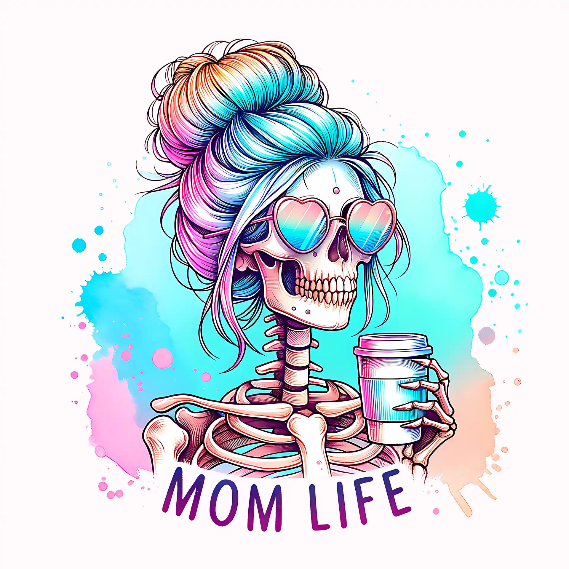 Permanent Sticker Mom Life Skelett