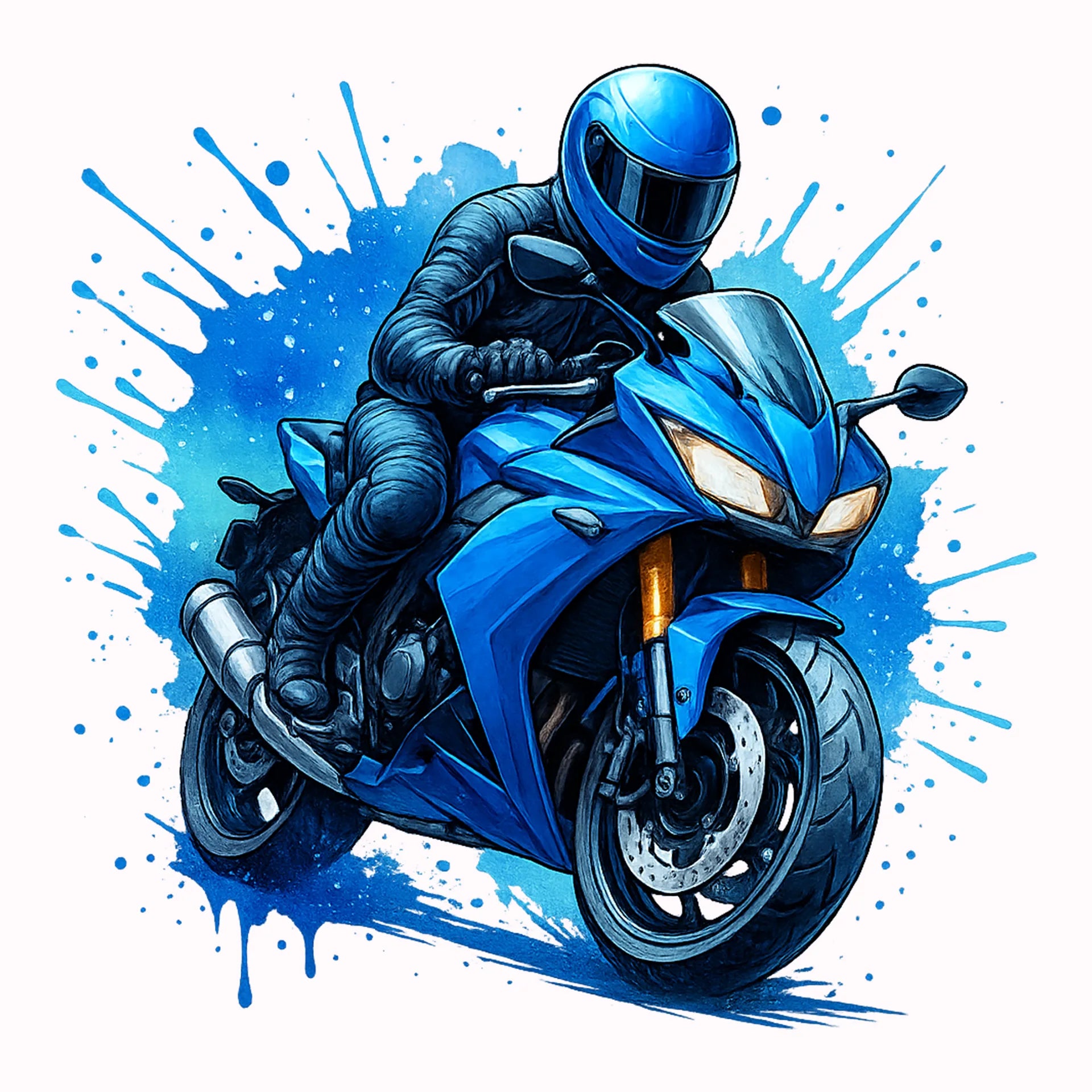 Permanent Sticker Motorrad Blauer Racer