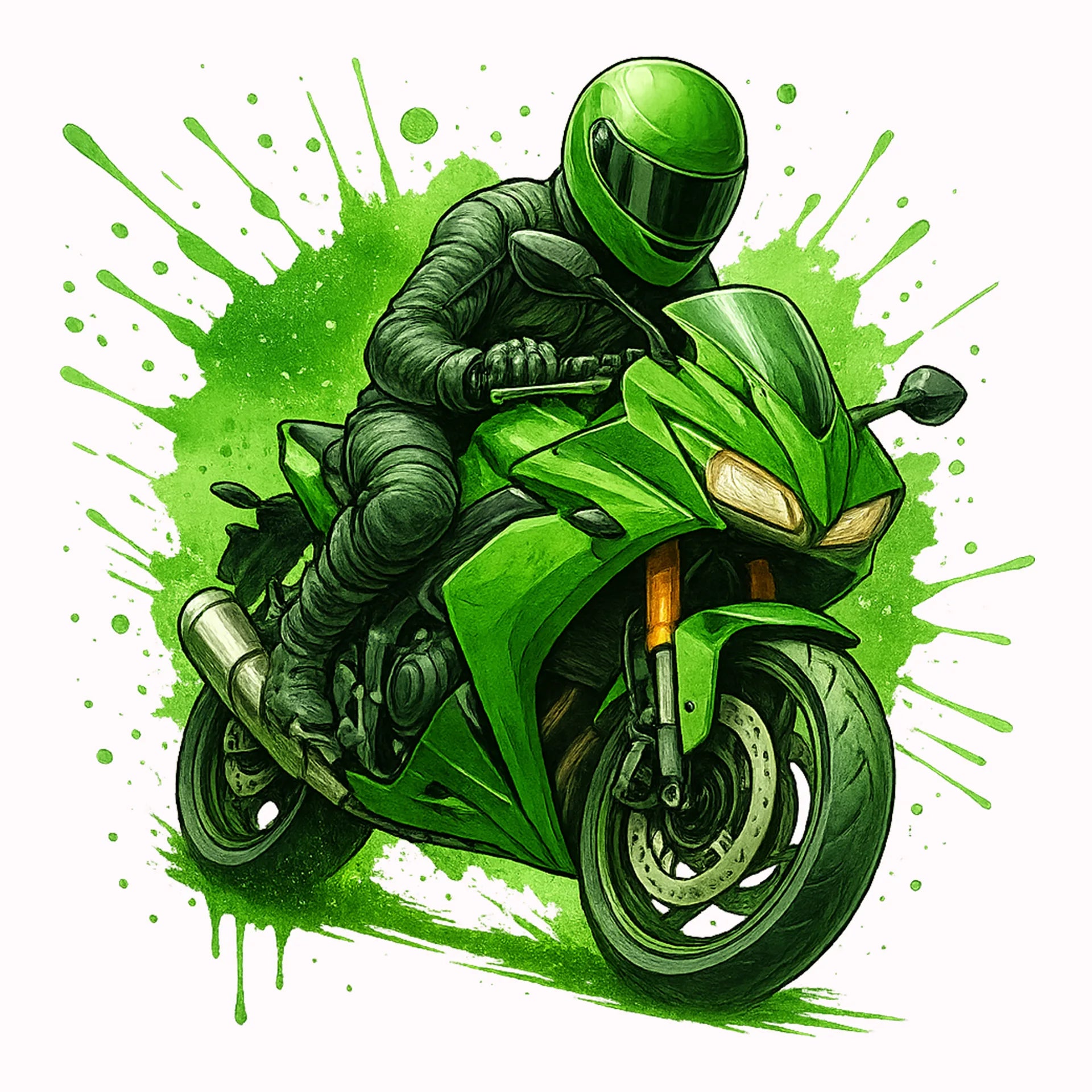 Permanent Sticker Motorrad Grüner Racer