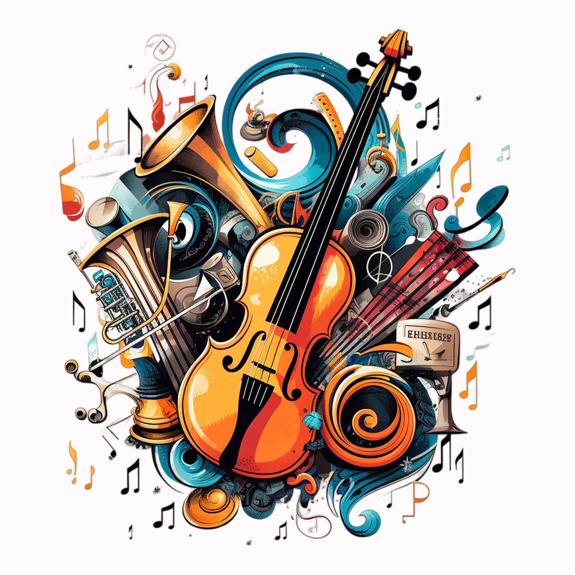 Permanent Sticker Musik Geige
