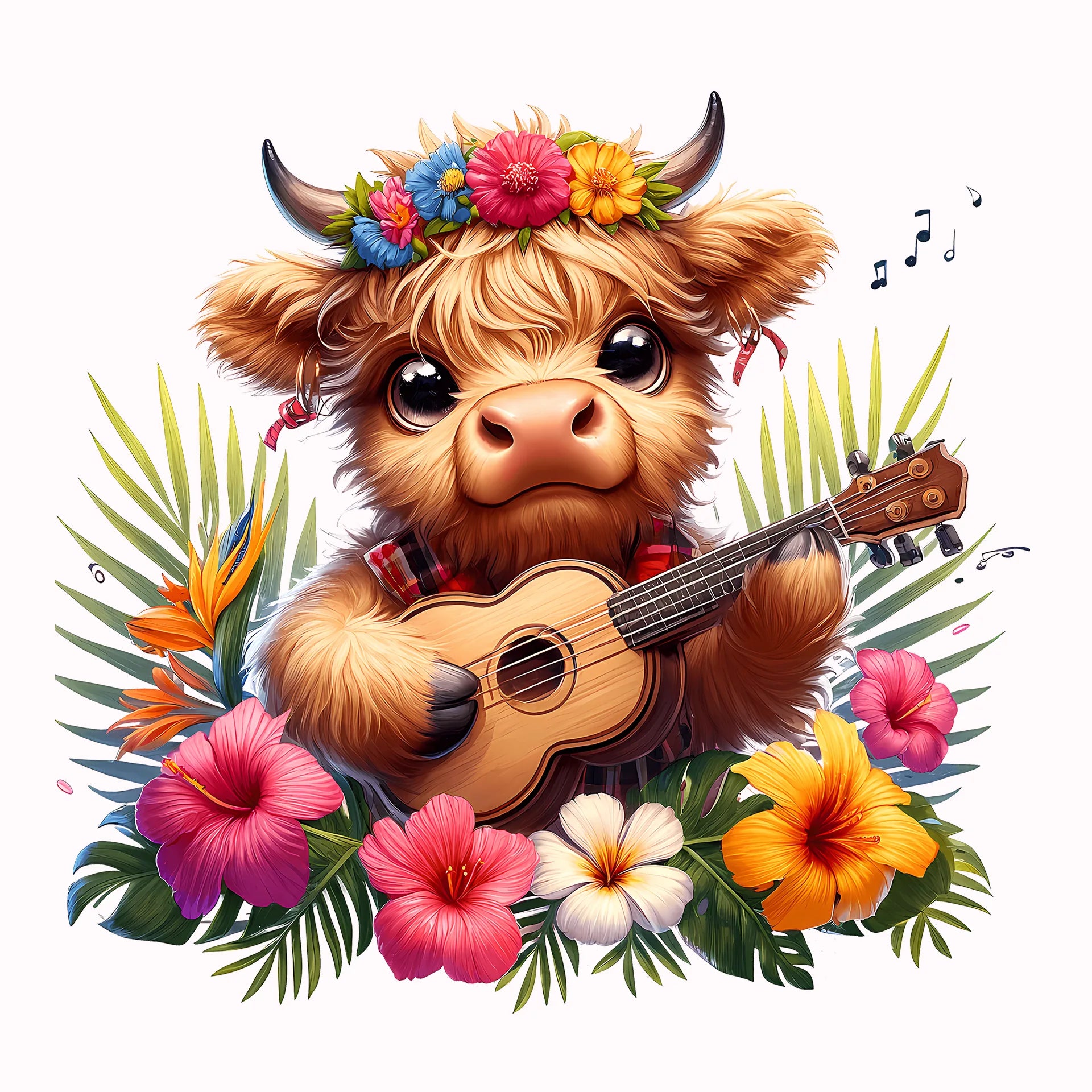Permanent Sticker Musikkuh auf Hawaii