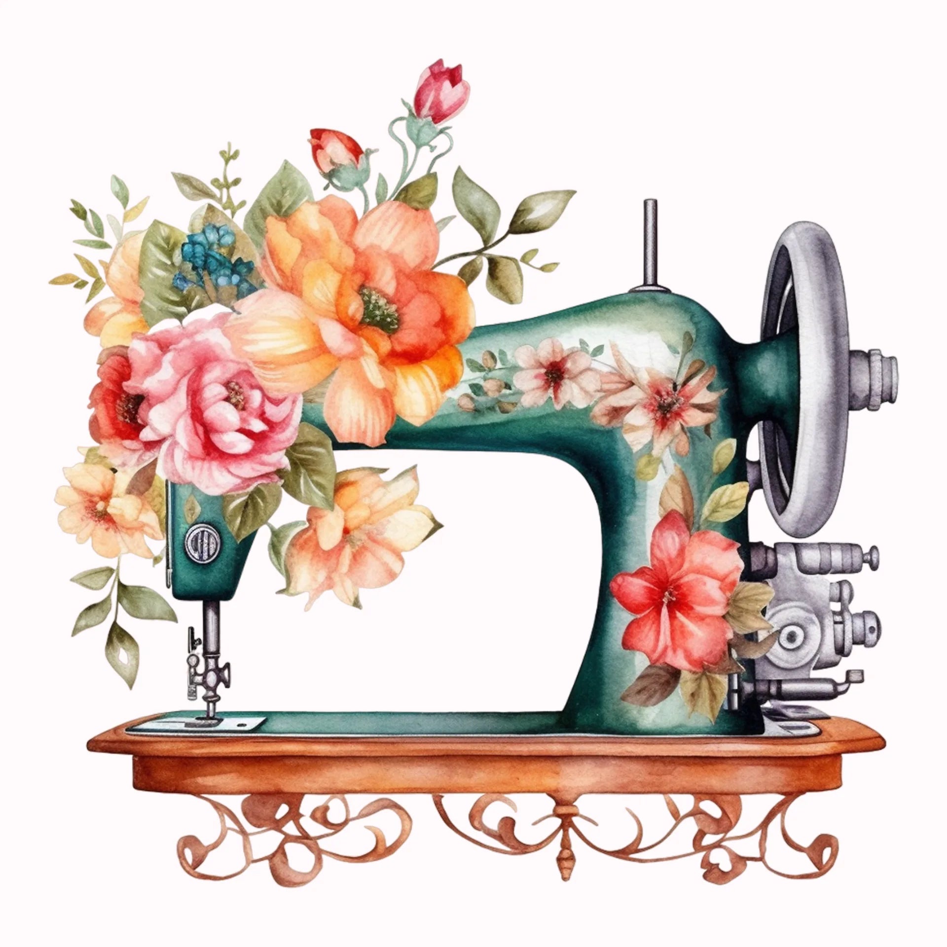 Permanent Sticker Nähmaschine Blüten