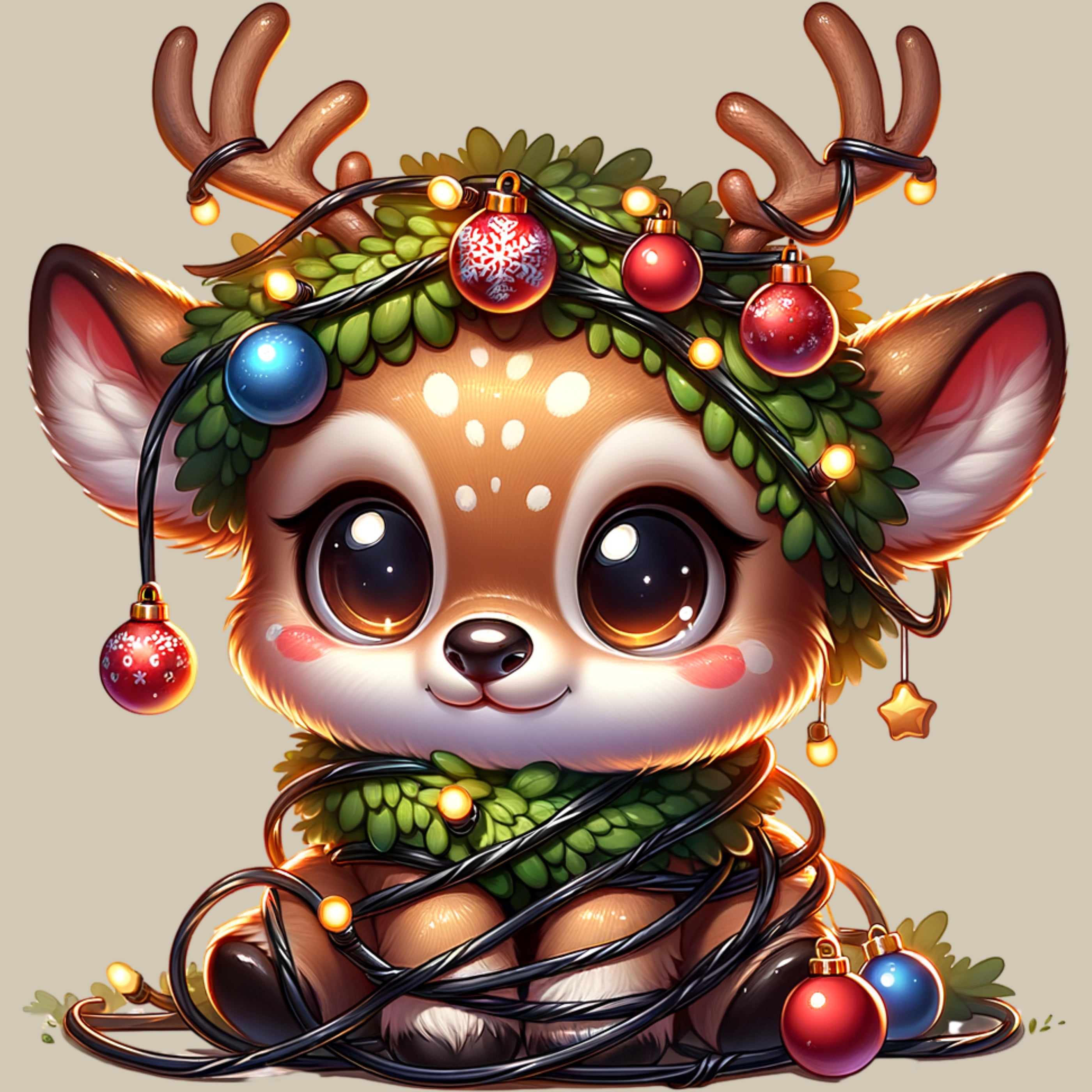 Permanent Sticker Rentier Festlich verheddert