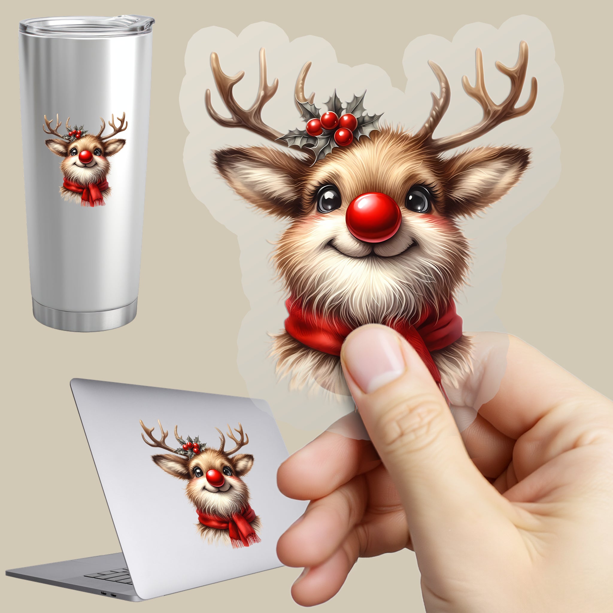 Permanent Sticker Fröhliches Weihnachtsrentier