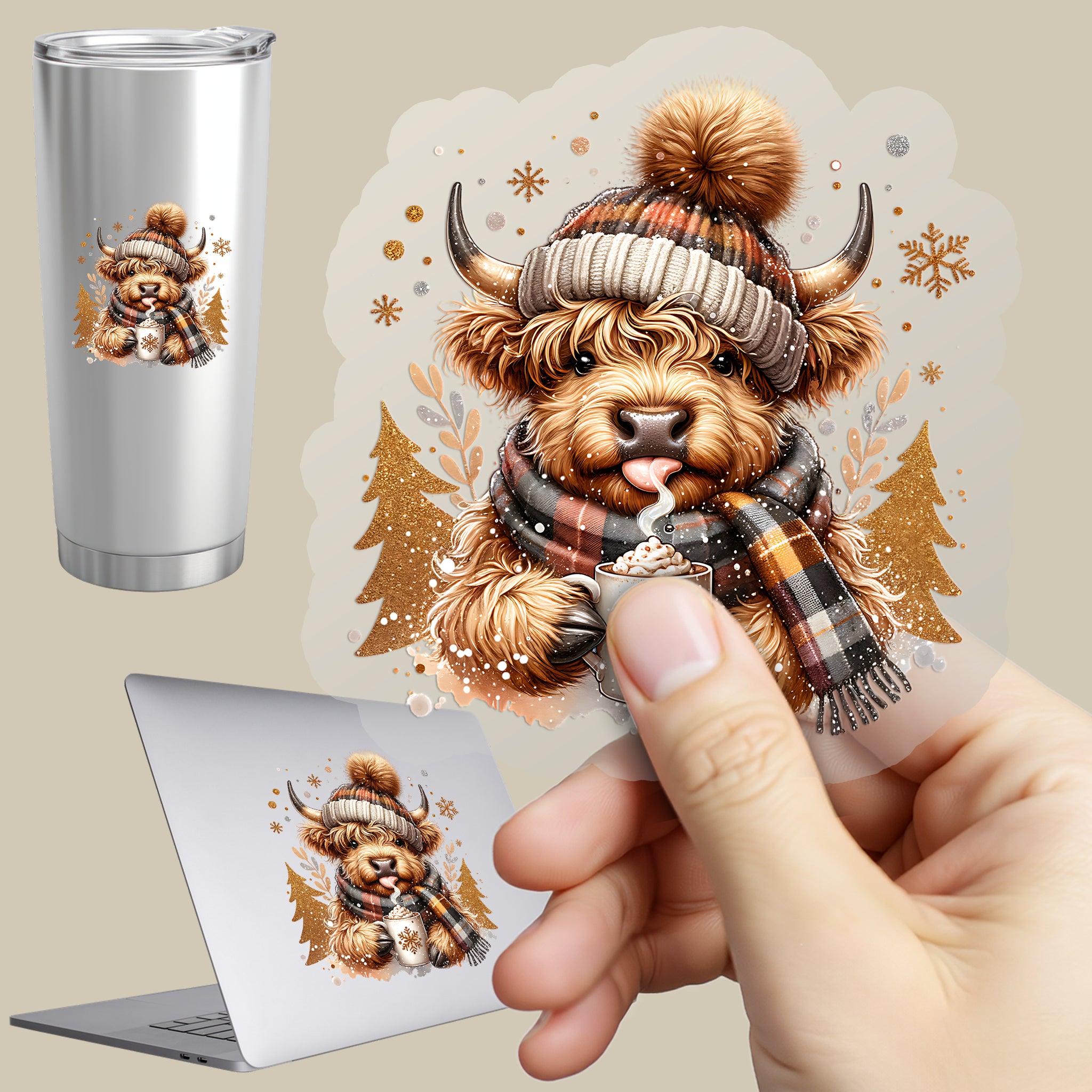 Permanent Sticker Kuh flauschiges Schlürfen