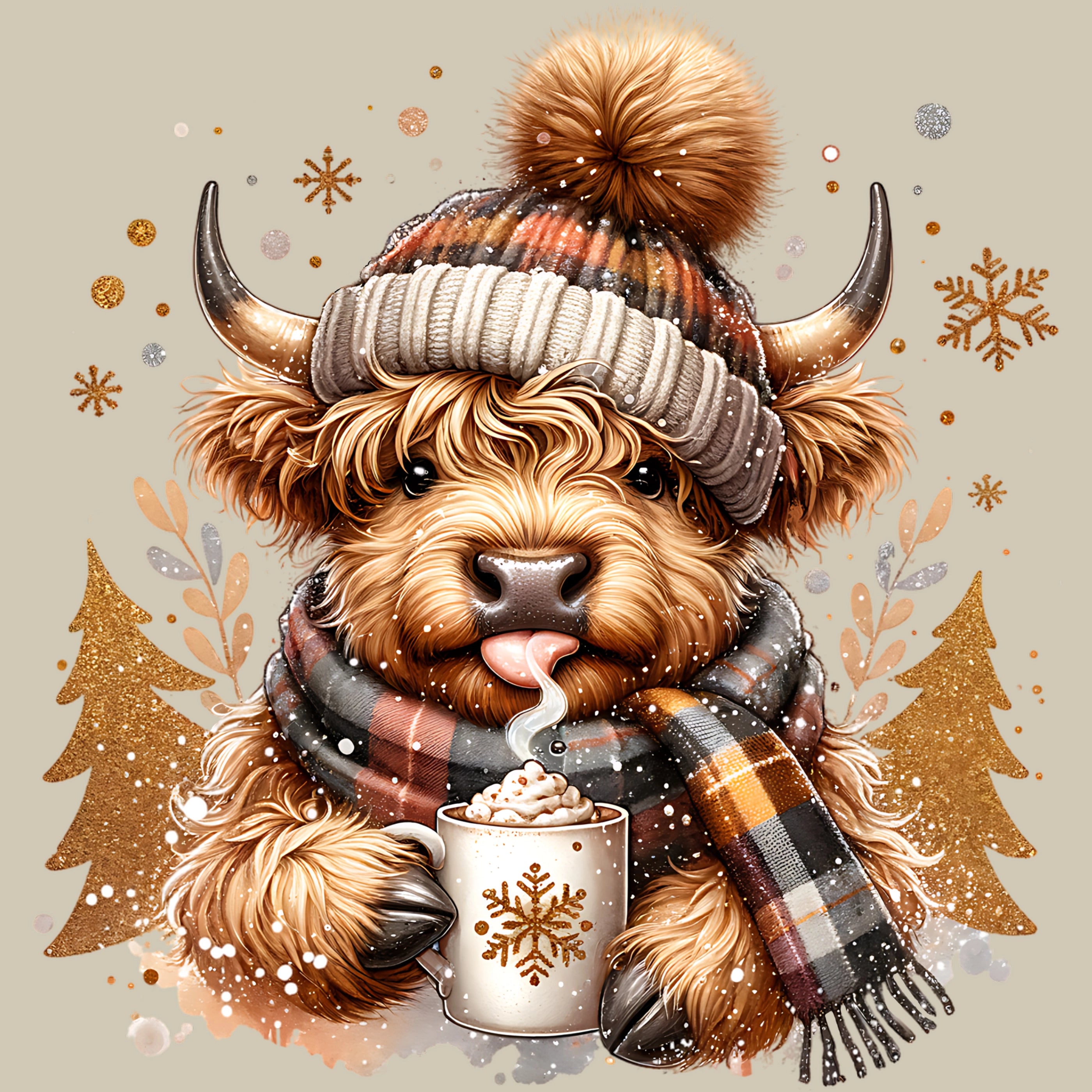 Permanent Sticker Kuh flauschiges Schlürfen