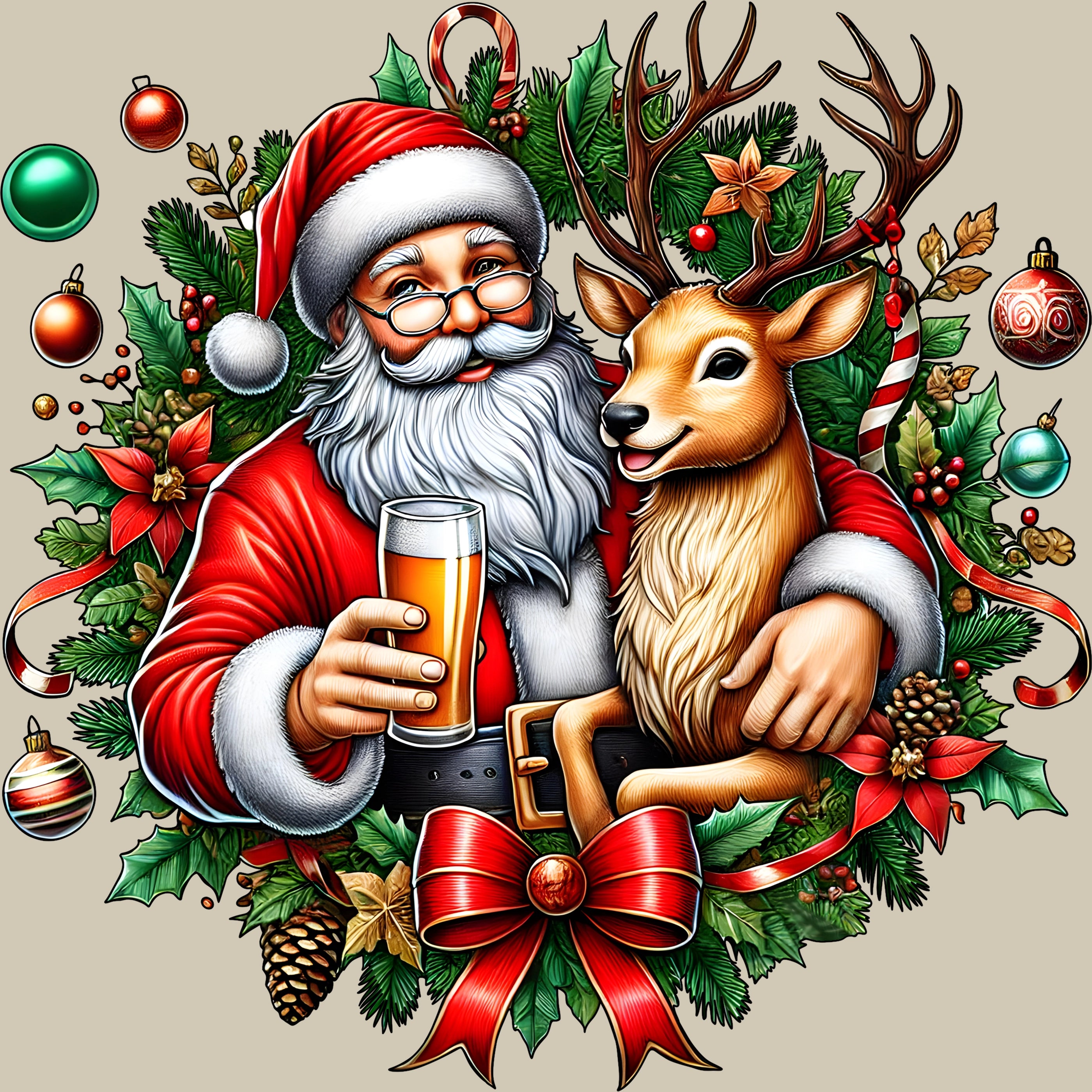 Permanent Sticker Bieriger Weihnachtsgruß