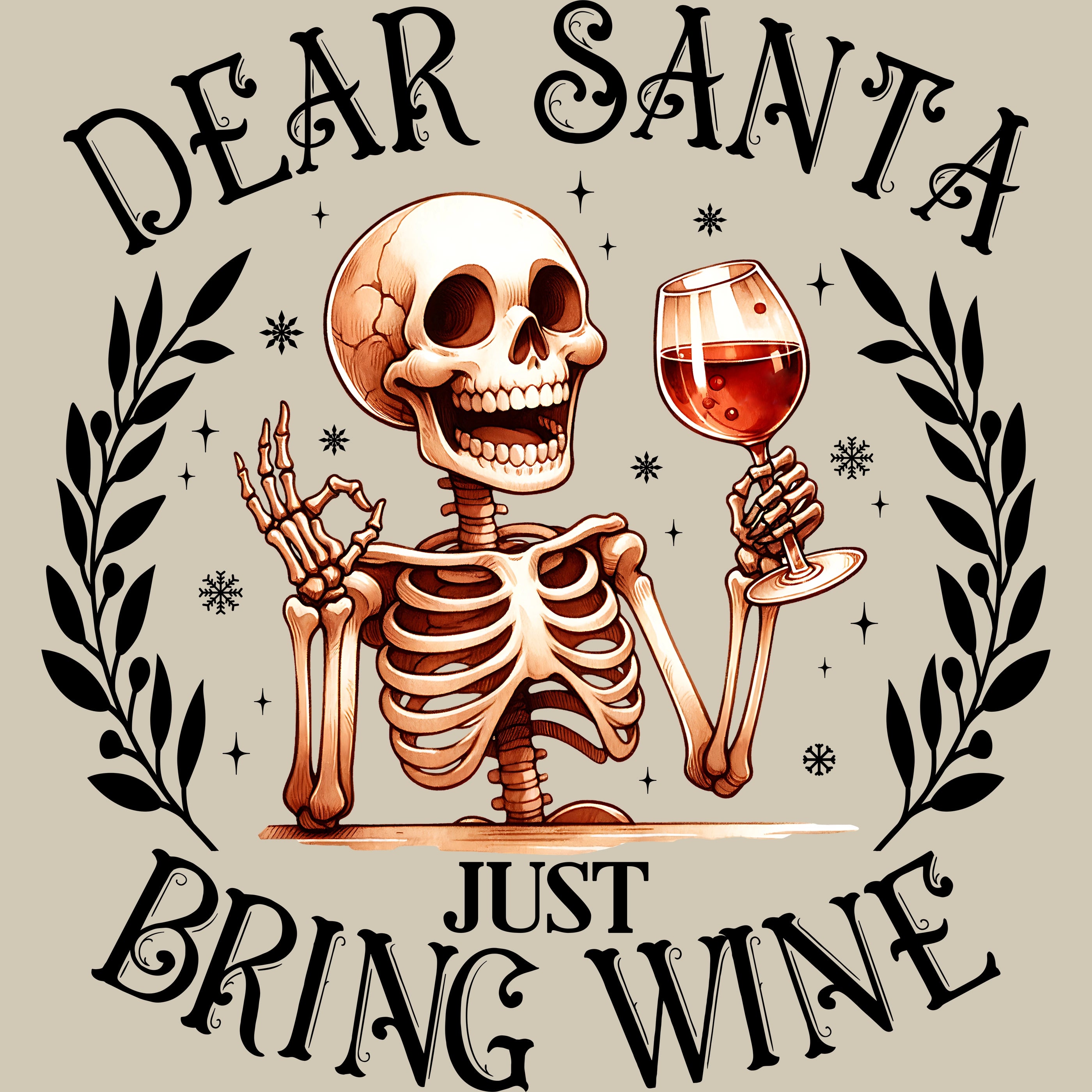 Permanent Sticker Schädel Just bring Wine